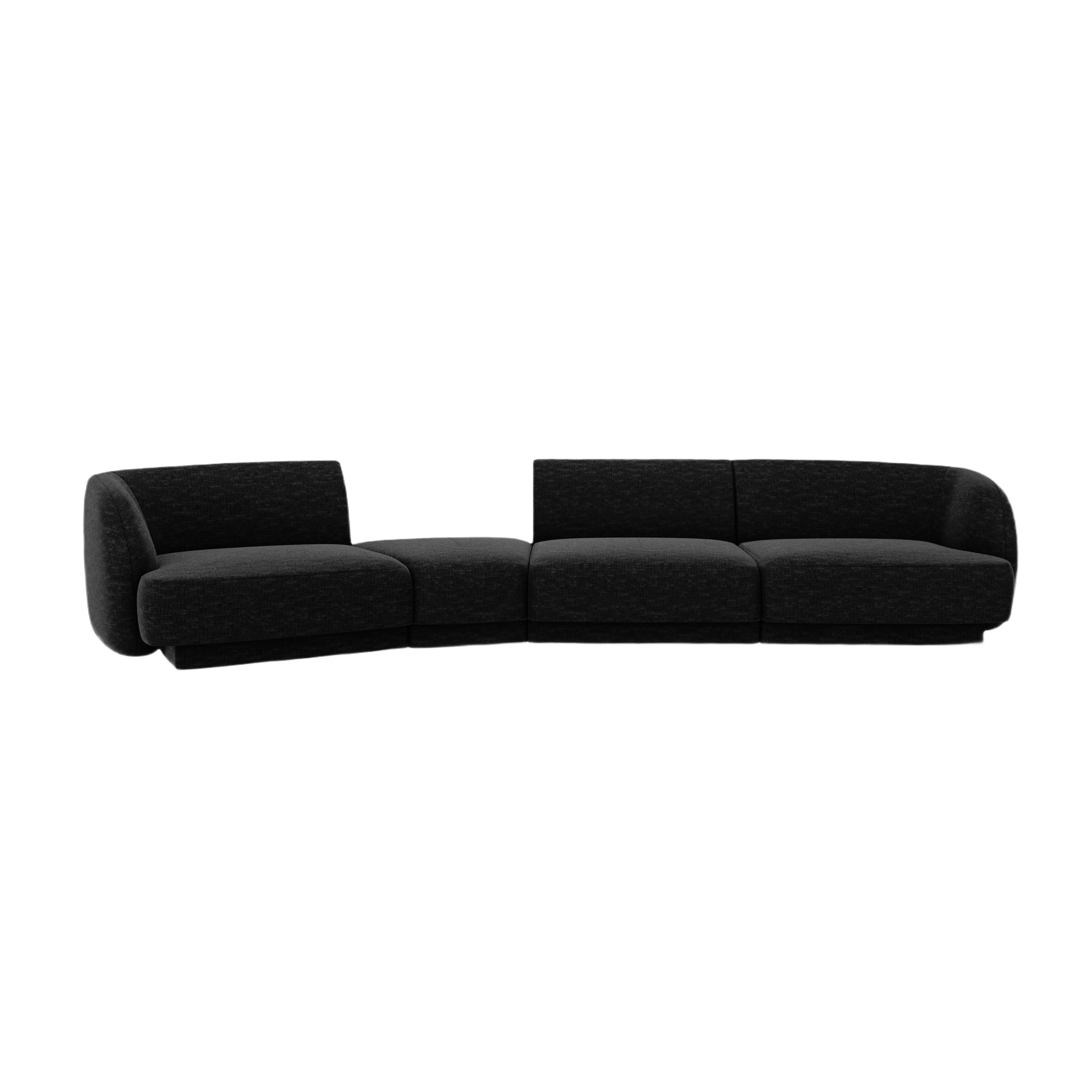 Modulares Sofa linksseitig für 6 Personen MILEY schwarzer schimmernder Chenille