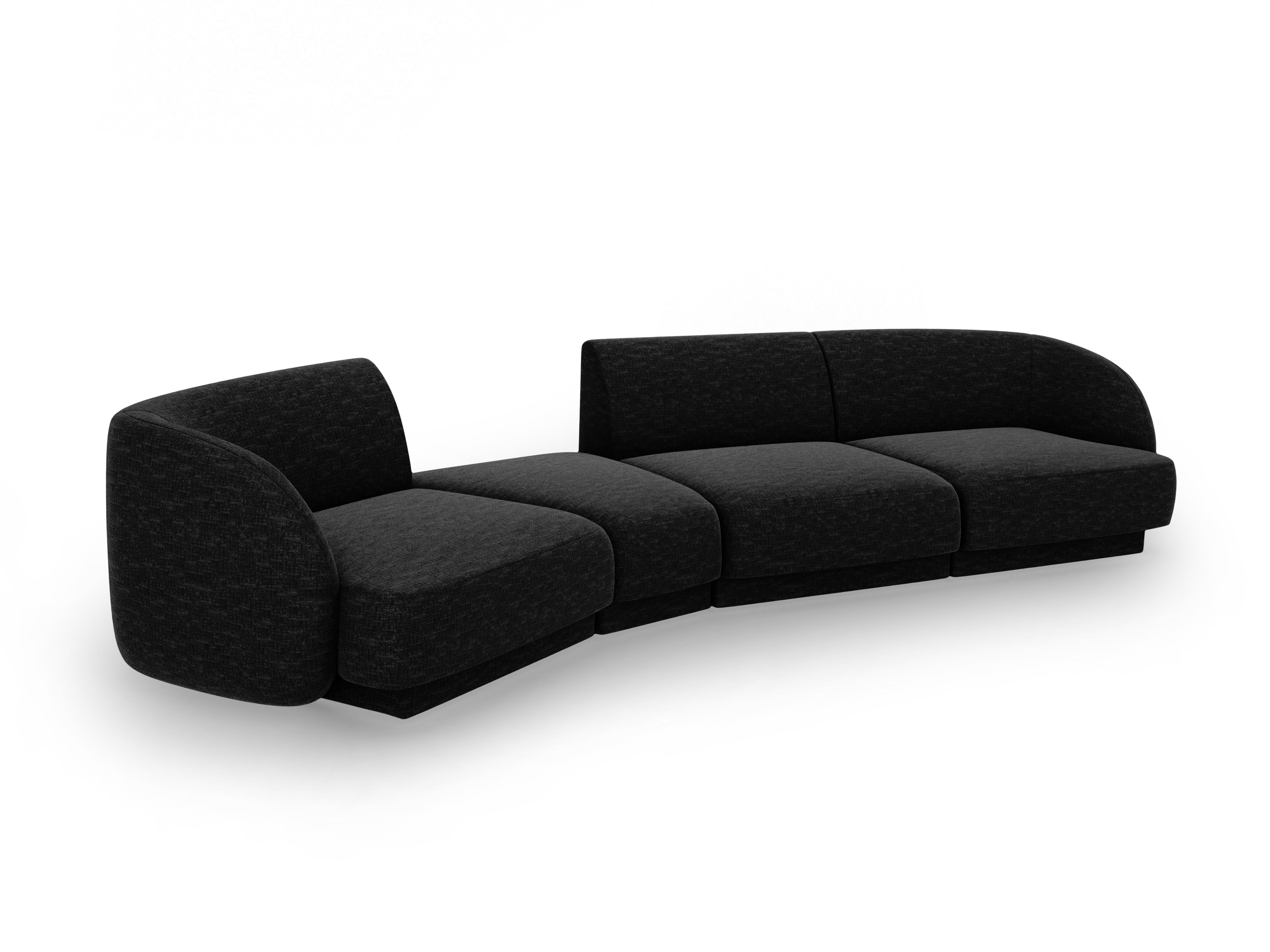 Modulares Sofa linksseitig für 6 Personen MILEY schwarzer schimmernder Chenille