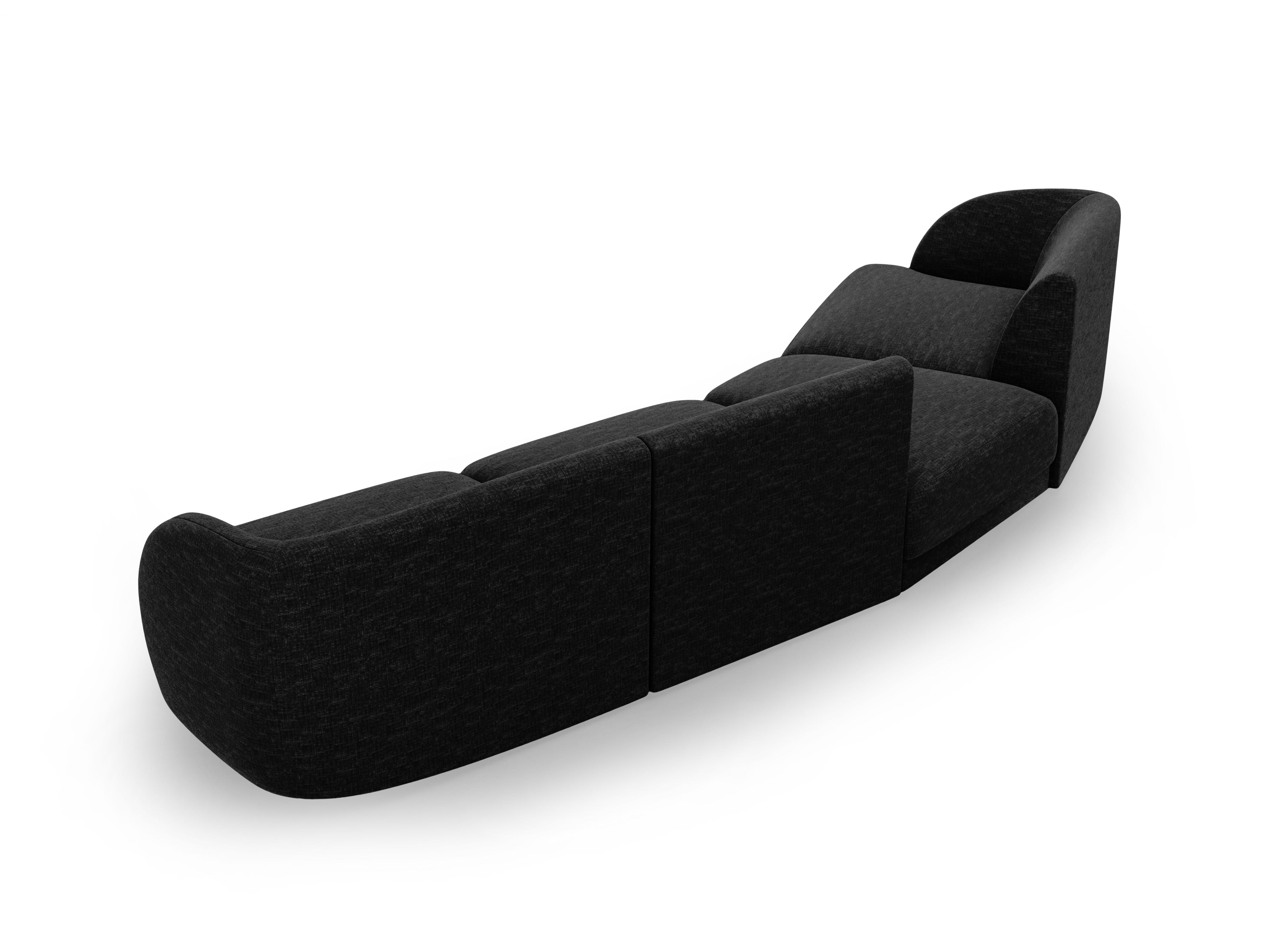 Modulares Sofa linksseitig für 6 Personen MILEY schwarzer schimmernder Chenille