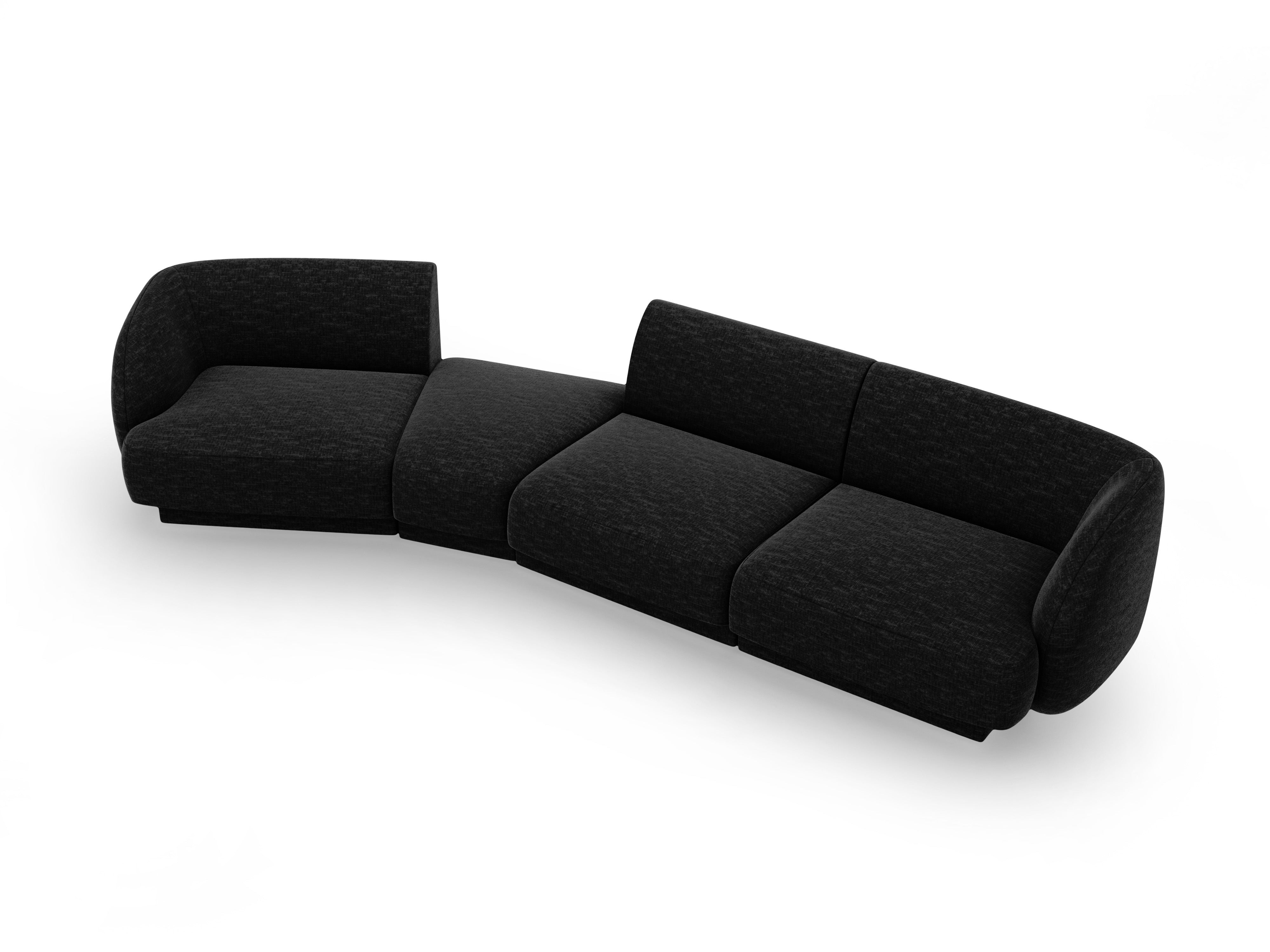 Modulares Sofa linksseitig für 6 Personen MILEY schwarz Chenille