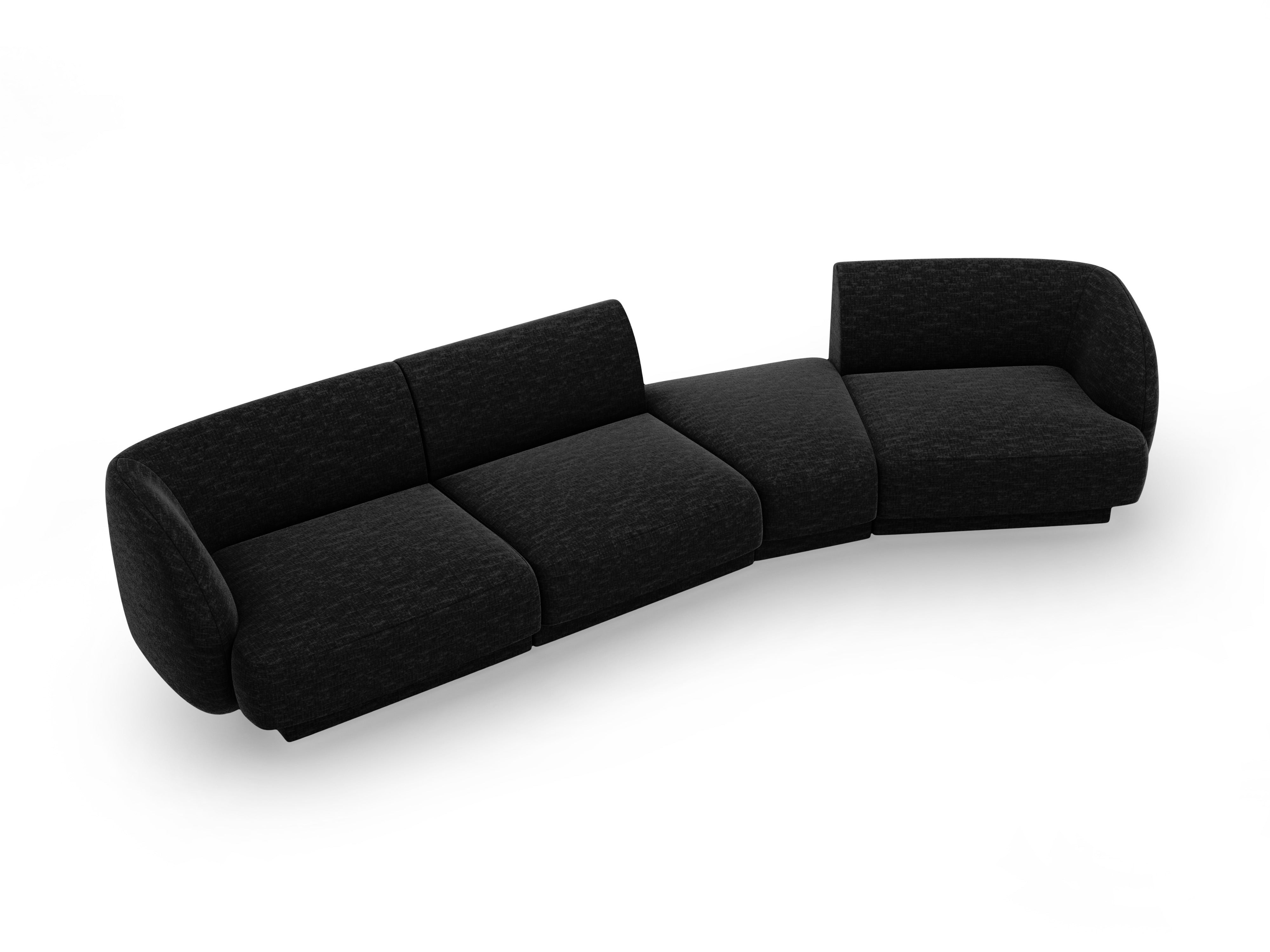 Modularsofa rechtsseitig für 6 Personen MILEY schwarzes Chenille