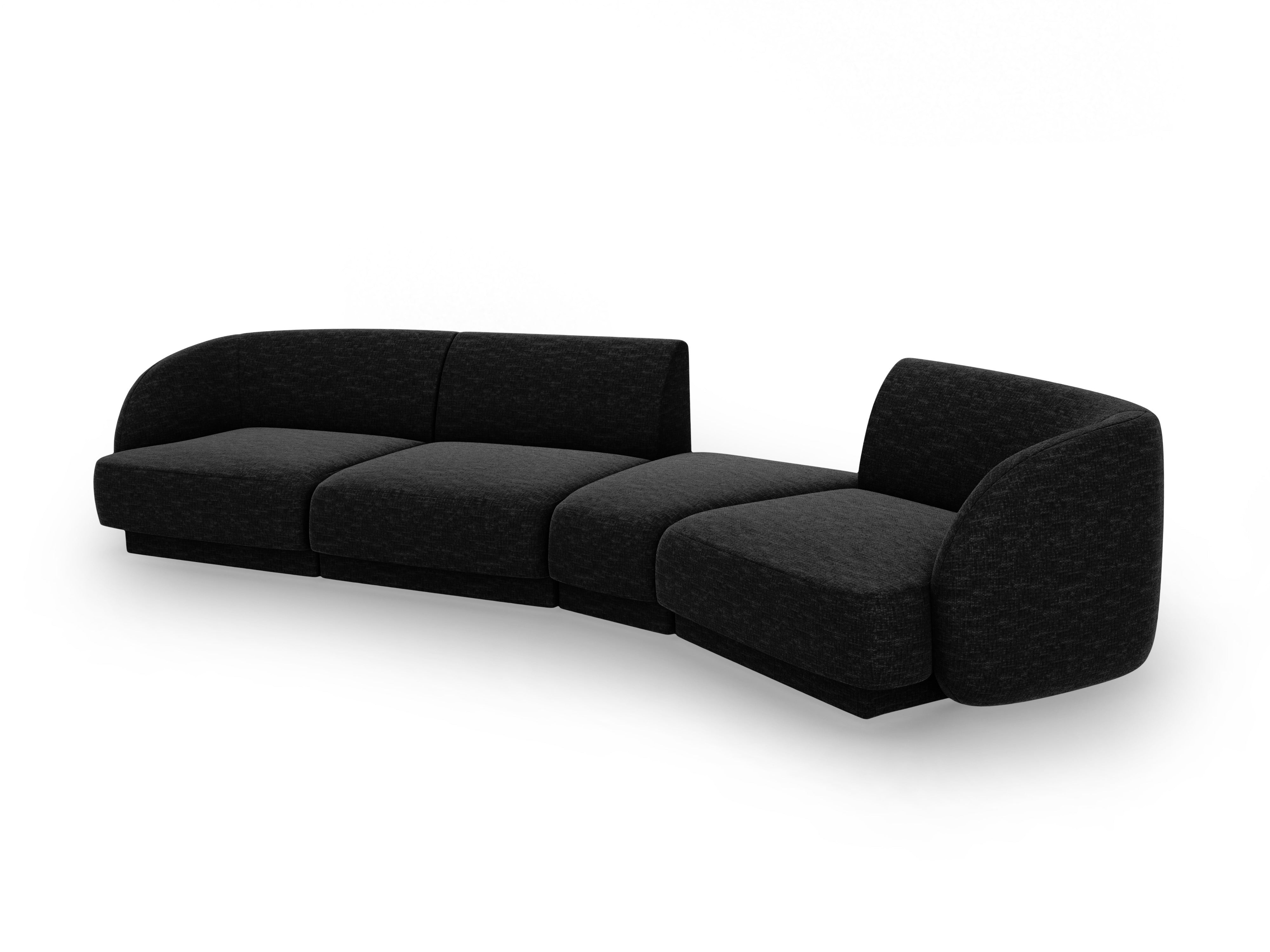 Modularsofa rechtsseitig für 6 Personen MILEY schwarzes Chenille