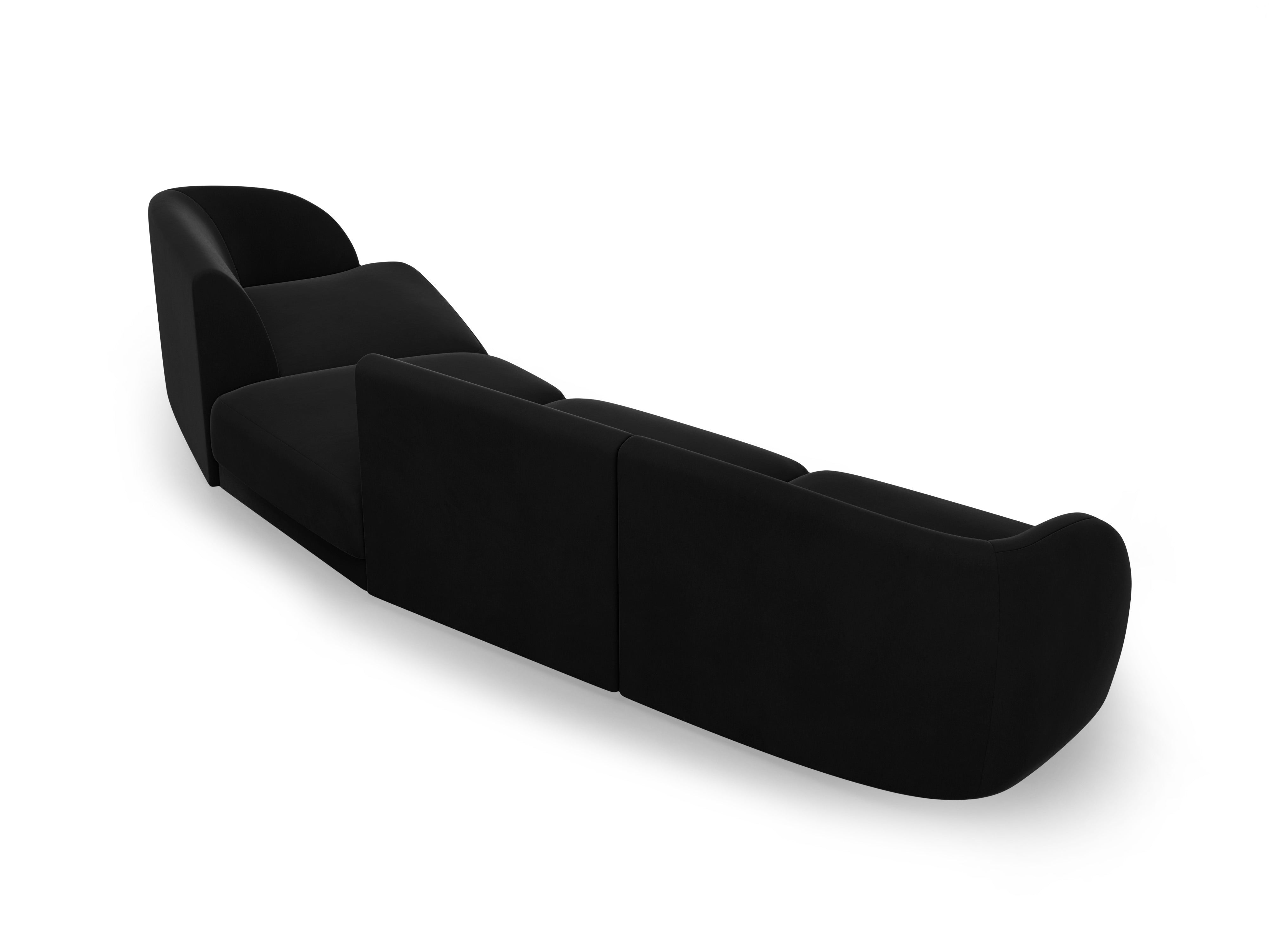 Modular Sofa rechtsseitig 6-sitzig aus Samt MILEY schwarz