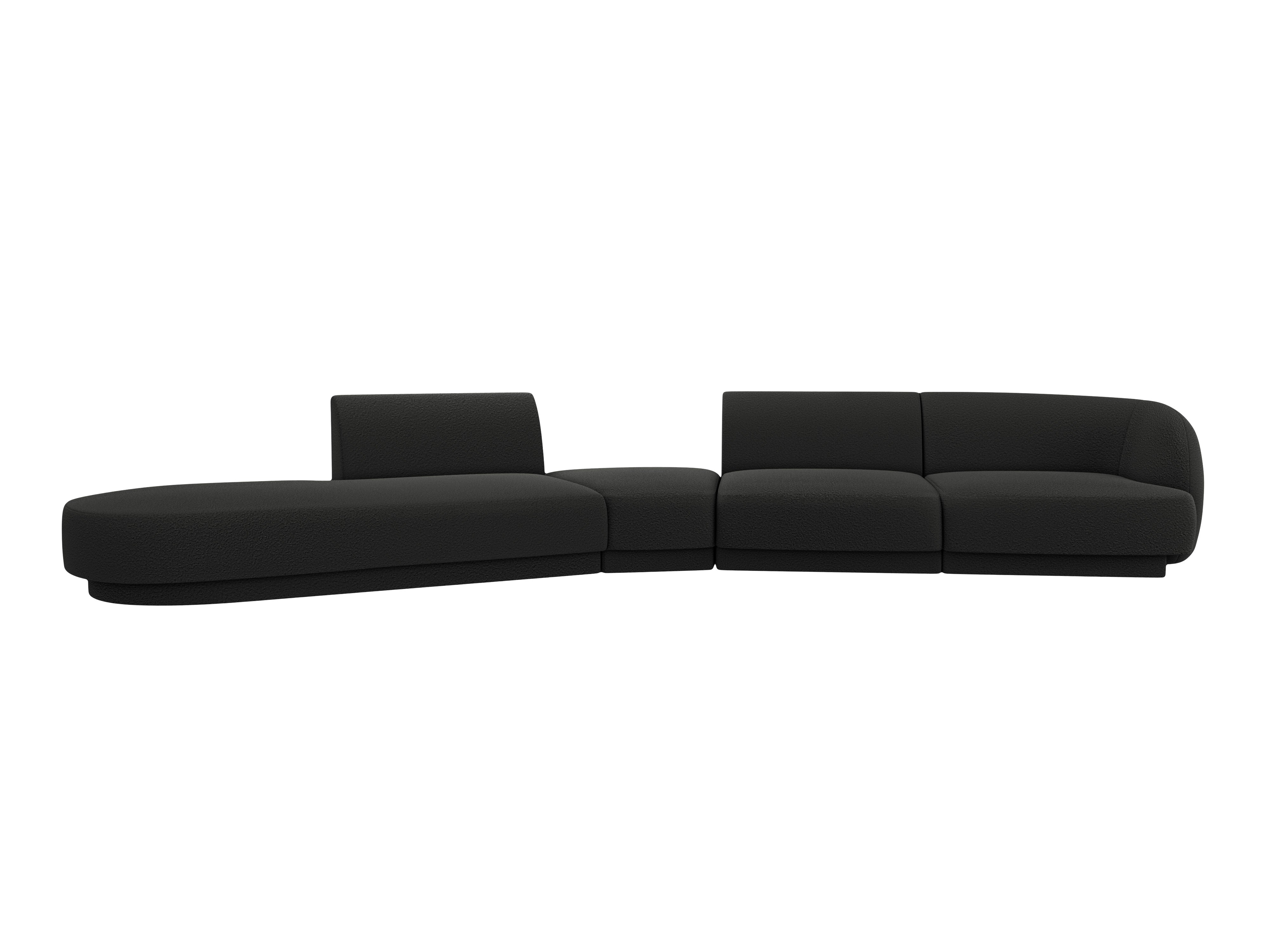 Modulares Ecksofa linksseitig für 7 Personen MILEY schwarz Boucle