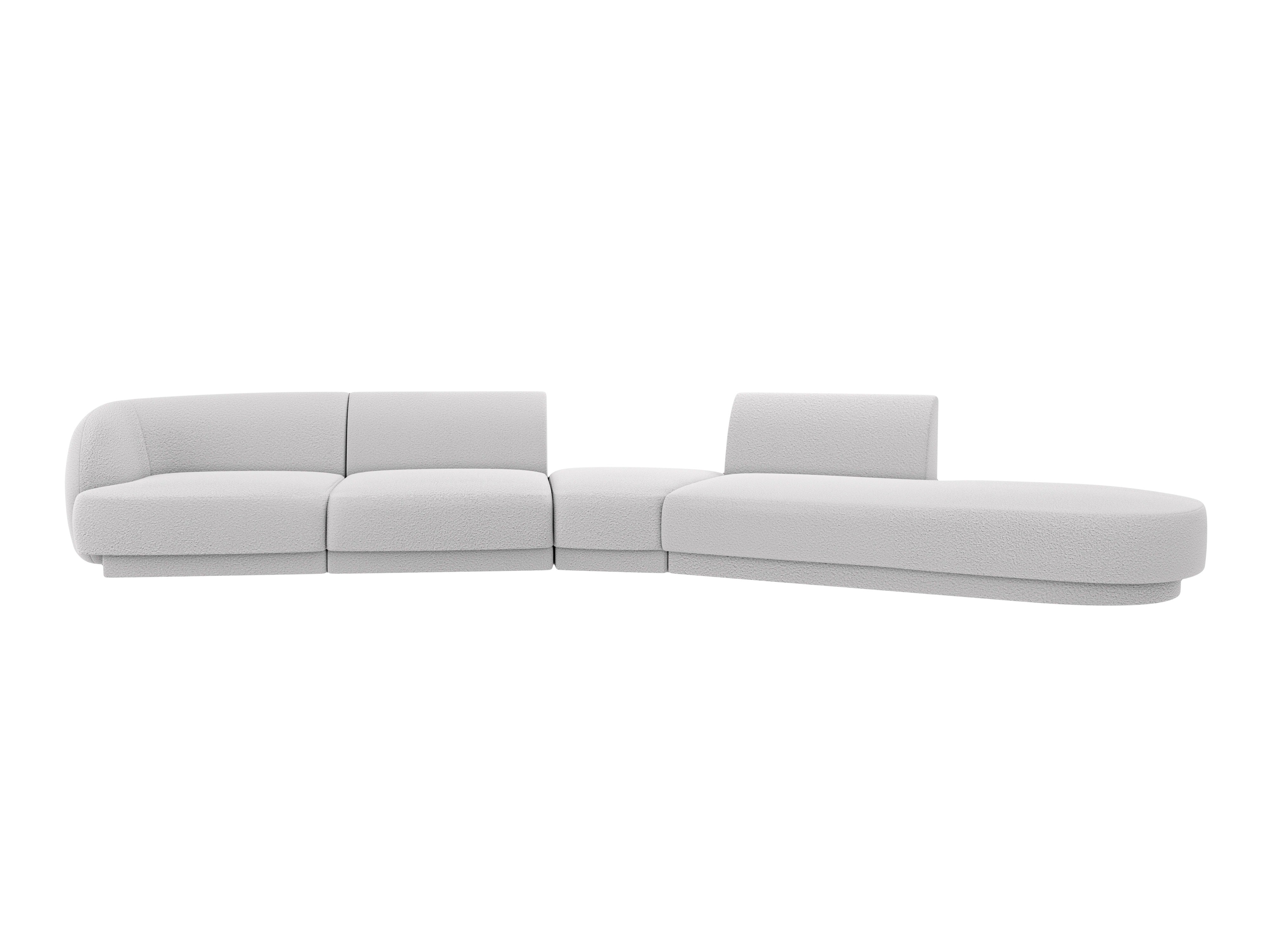 Modularer Ecksofa rechtsseitig für 7 Personen MILEY hellgrau Boucle