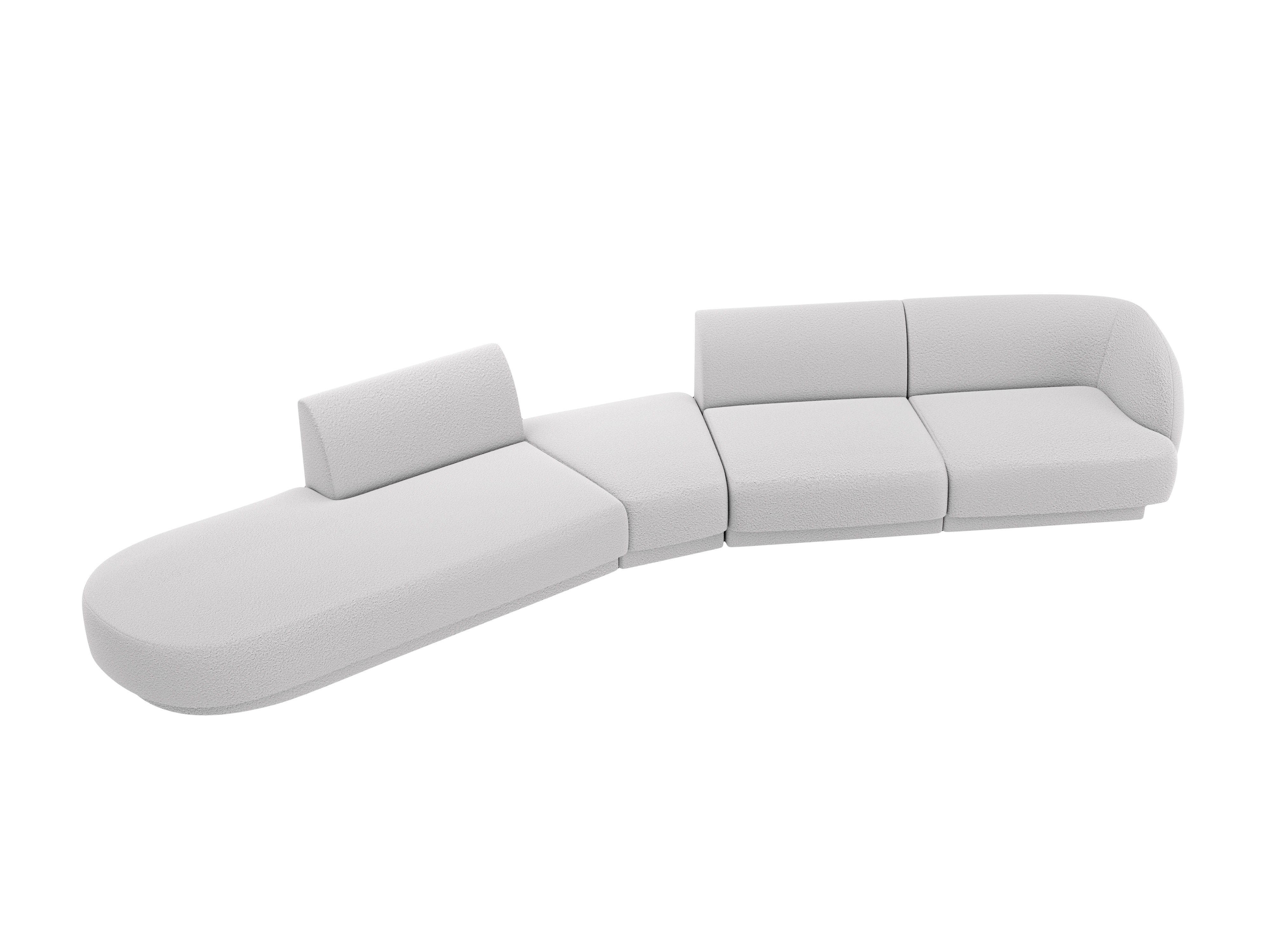Left-facing modular corner sofa for 7 people MILEY light gray boucle