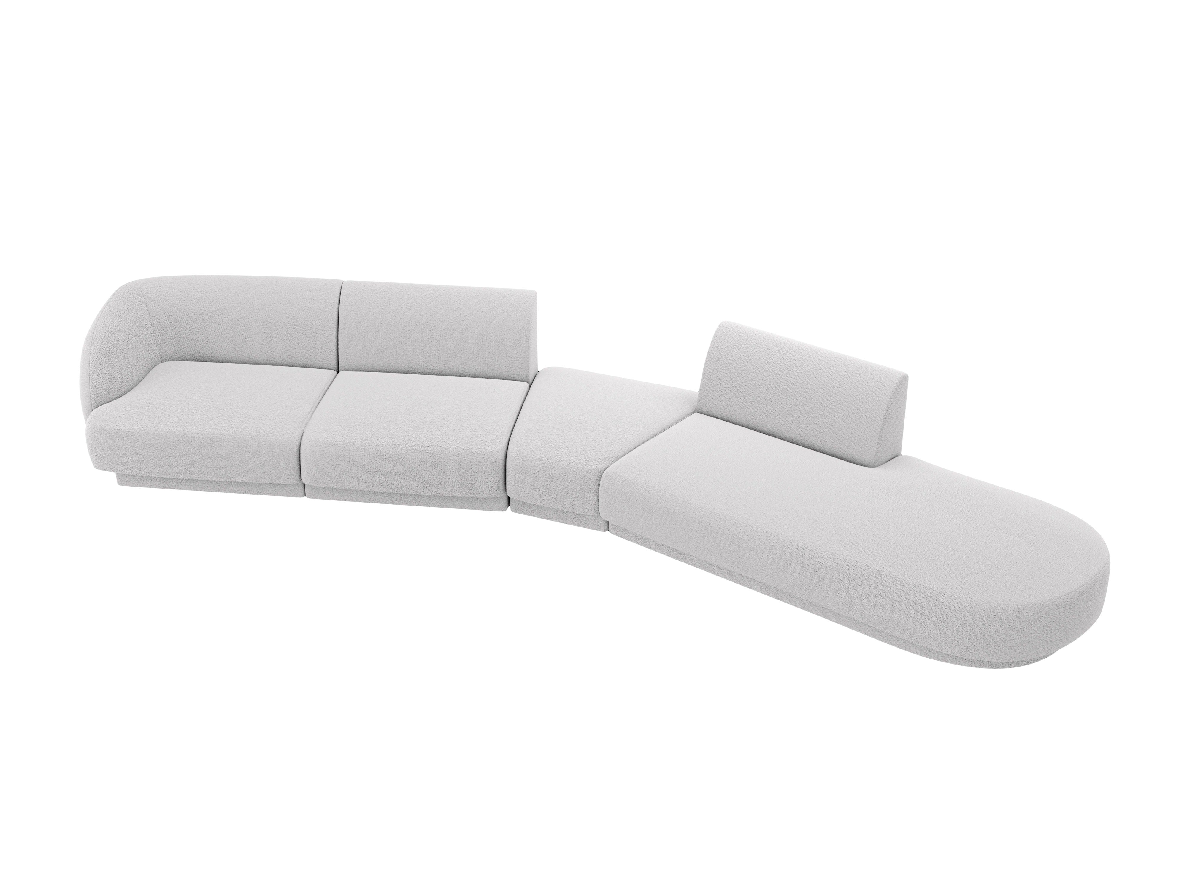 Modularer Ecksofa rechtsseitig für 7 Personen MILEY hellgrau Boucle