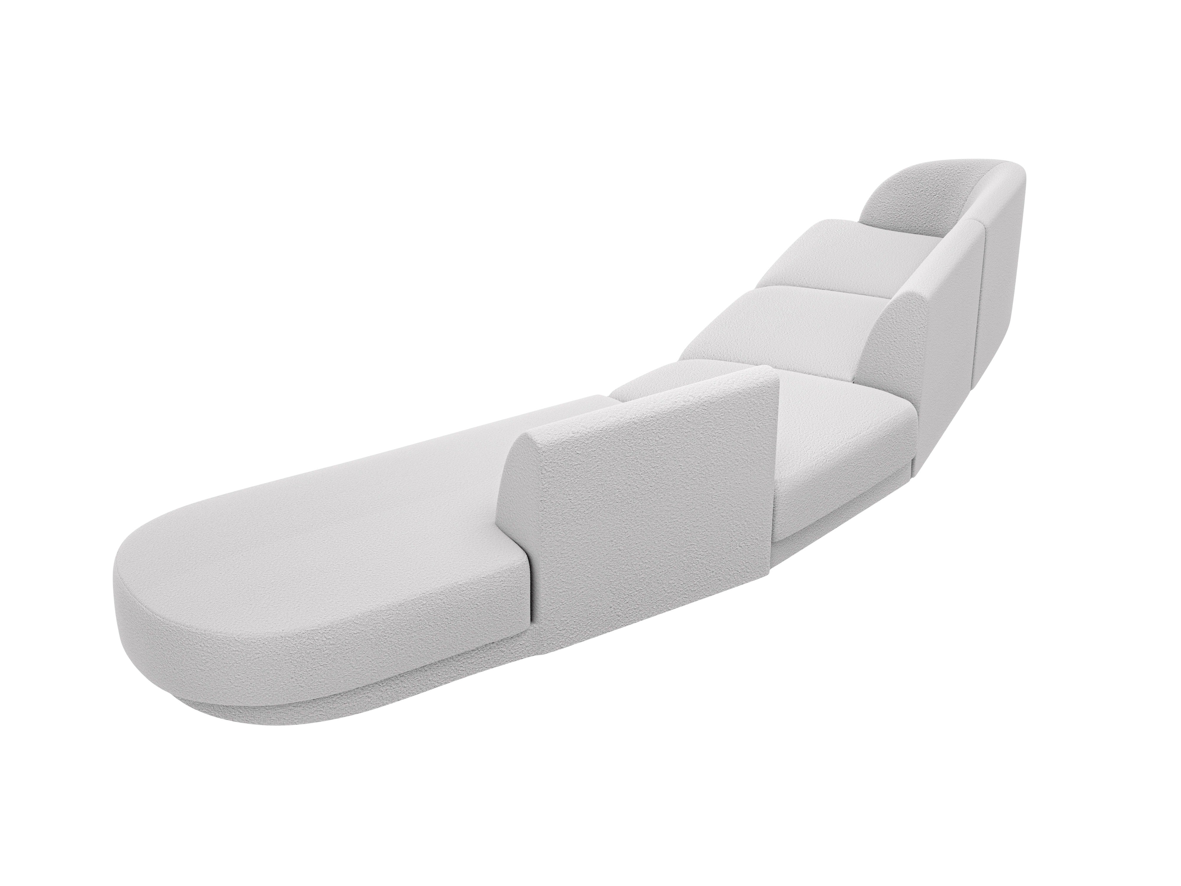 Modularer Ecksofa rechtsseitig für 7 Personen MILEY hellgrau Boucle