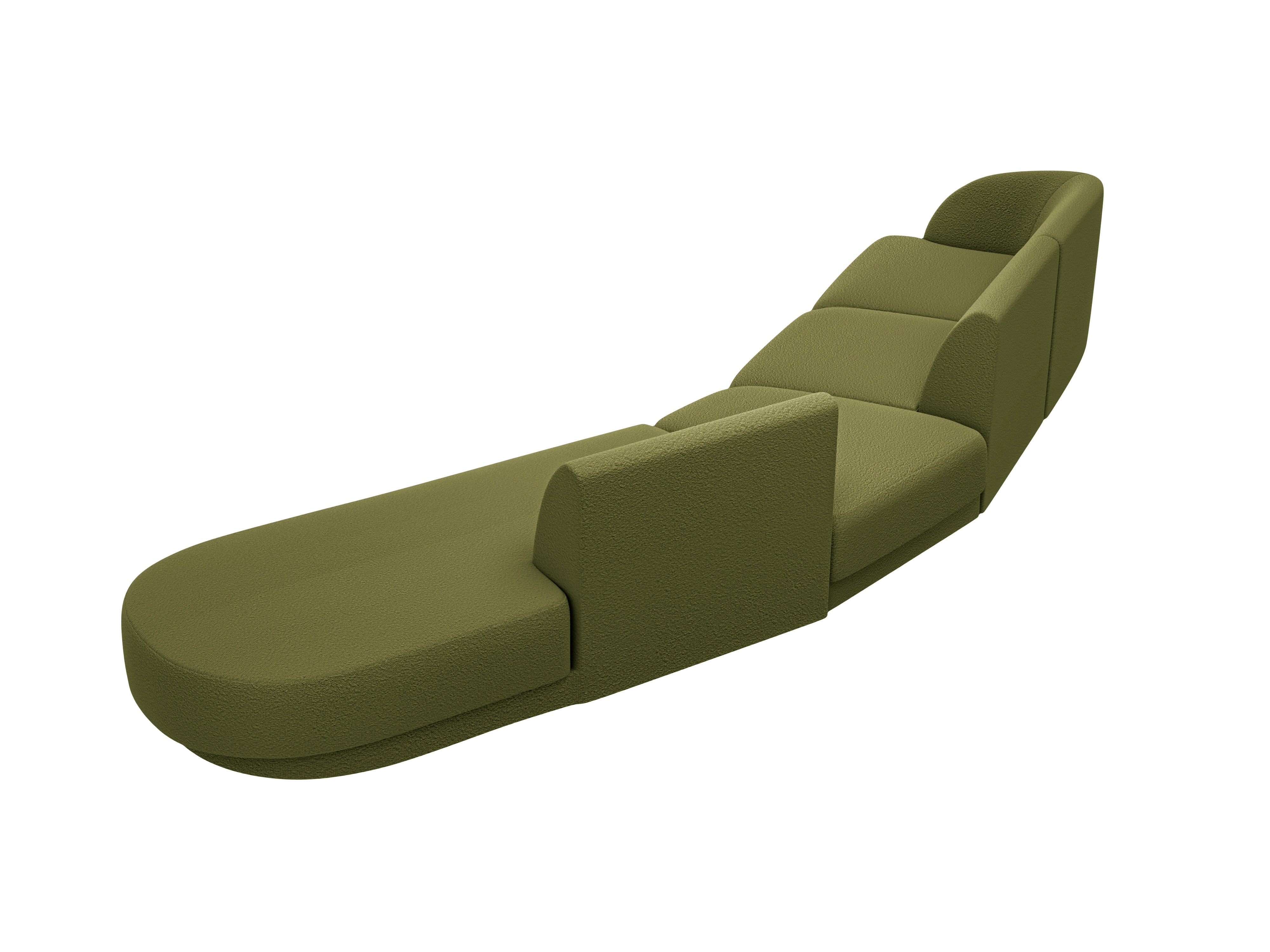 Modularer Ecksofa rechtsseitig für 7 Personen MILEY grün Boucle