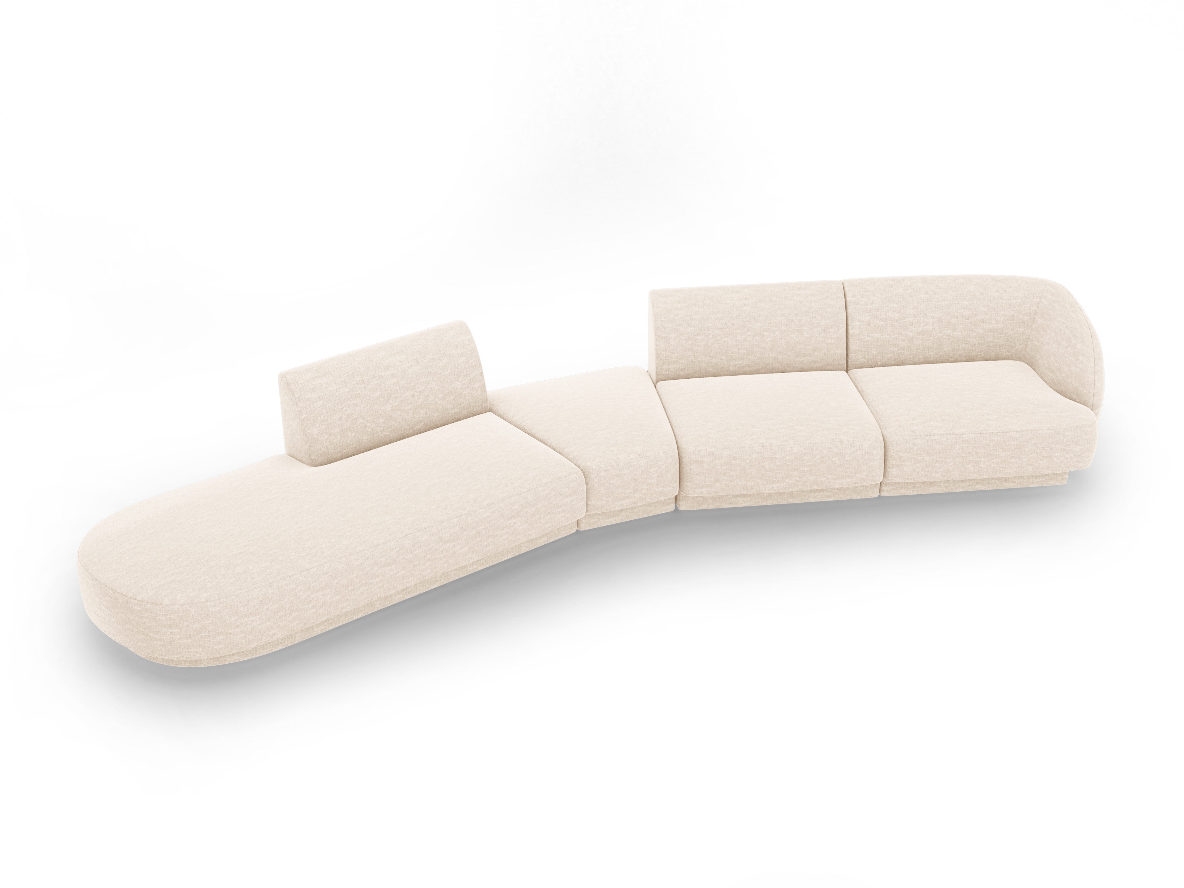 Left-facing modular corner sofa for 7 people MILEY light beige silky chenille