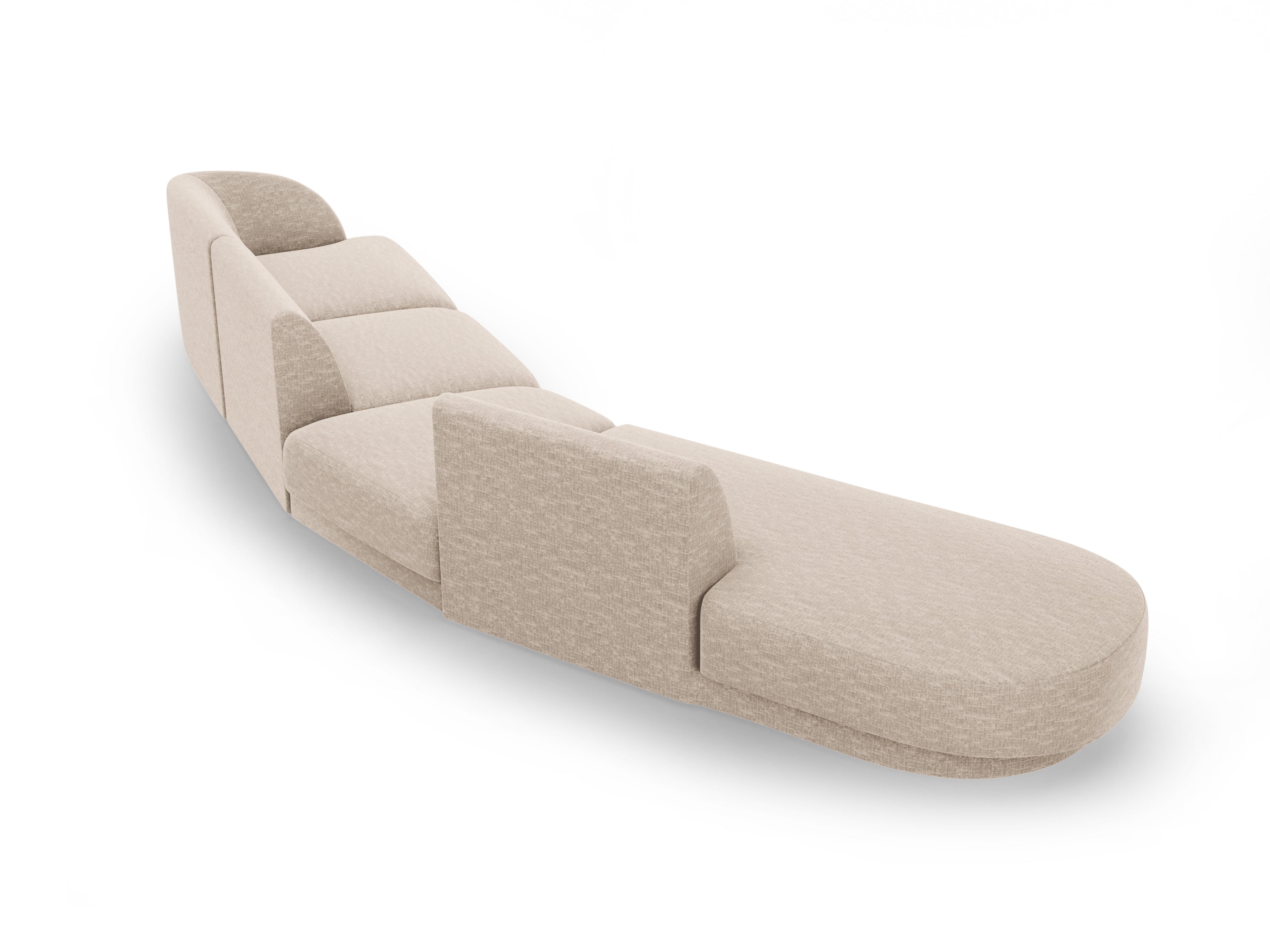 Left-facing modular corner sofa for 7 people MILEY beige silky chenille