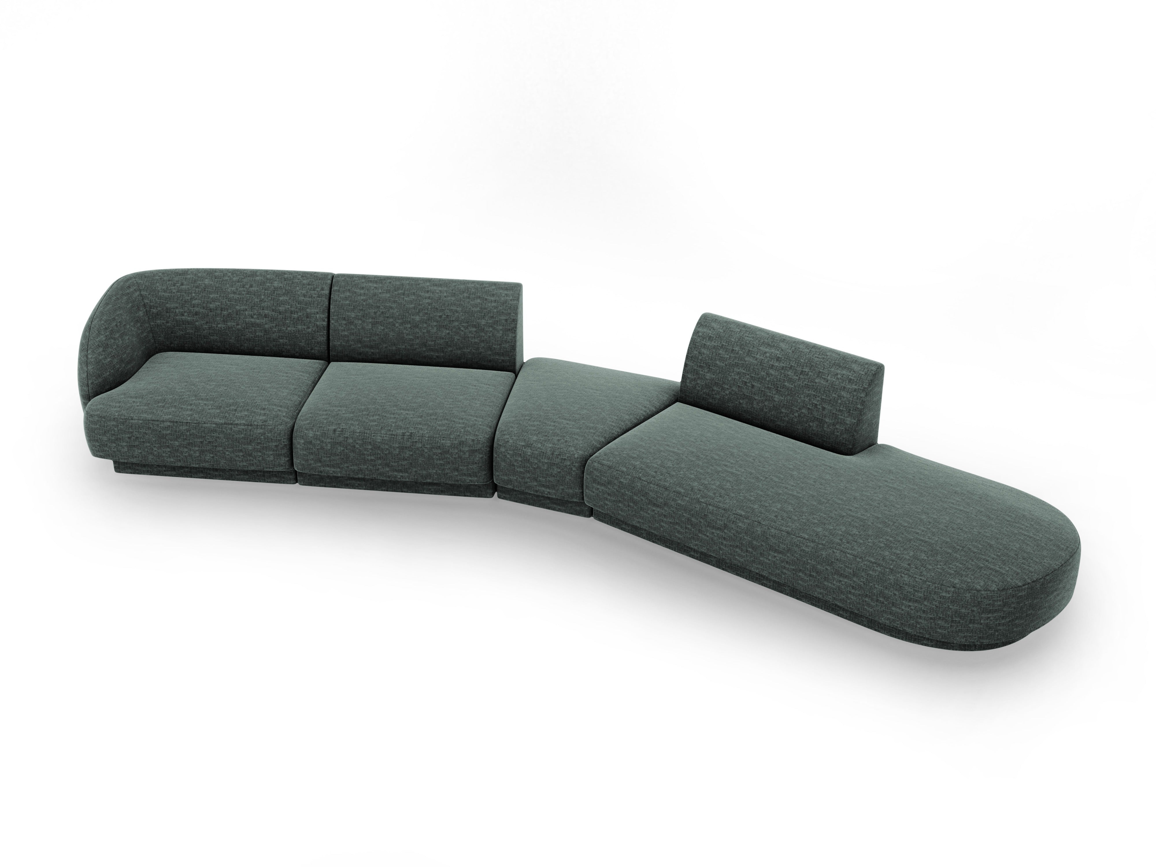 Modulares Ecksofa rechtsseitig für 7 Personen MILEY petrolblau samtig