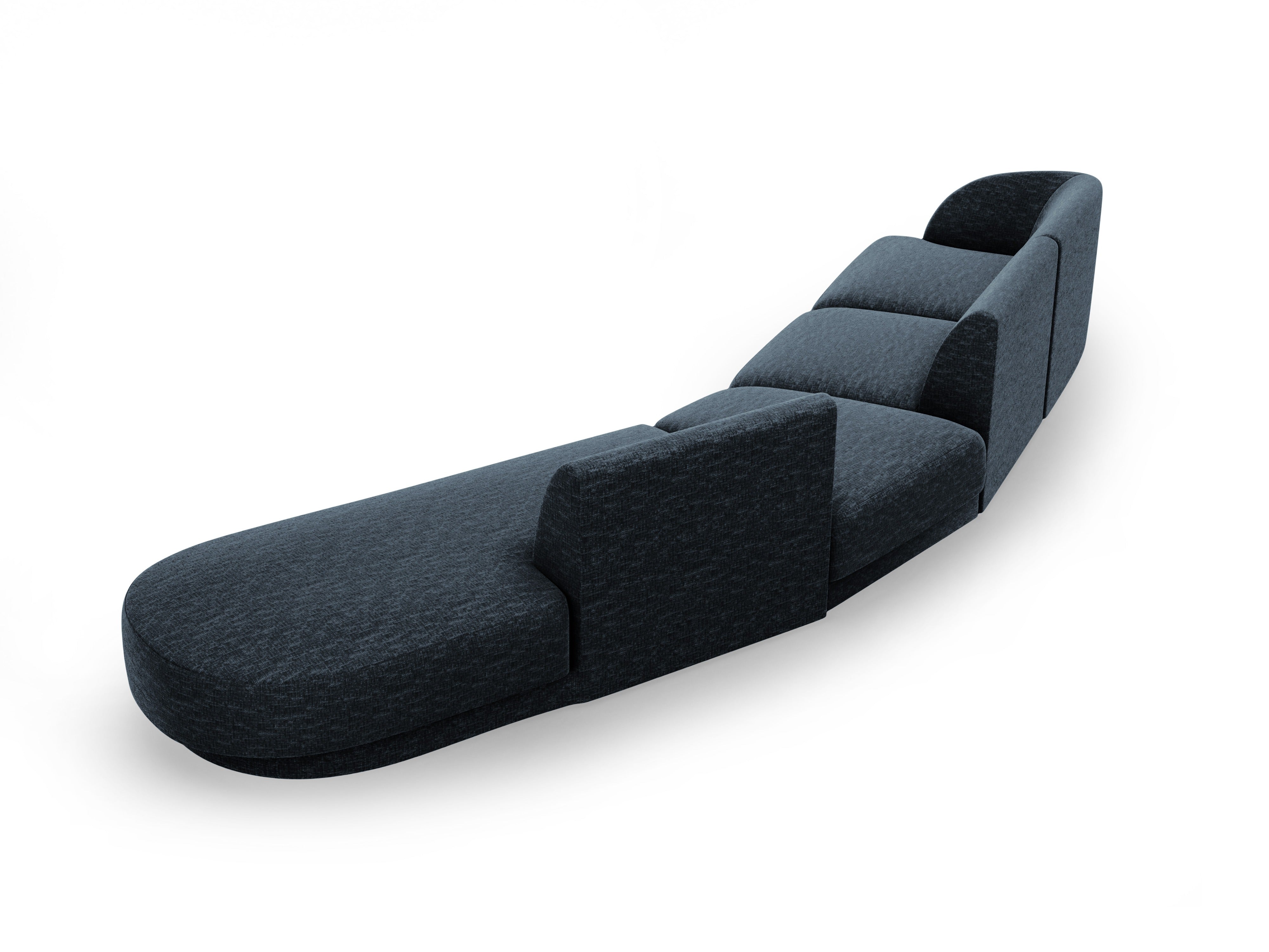 Modularer Ecksofa rechtsseitig für 7 Personen MILEY königsblau schimmernder Chenille