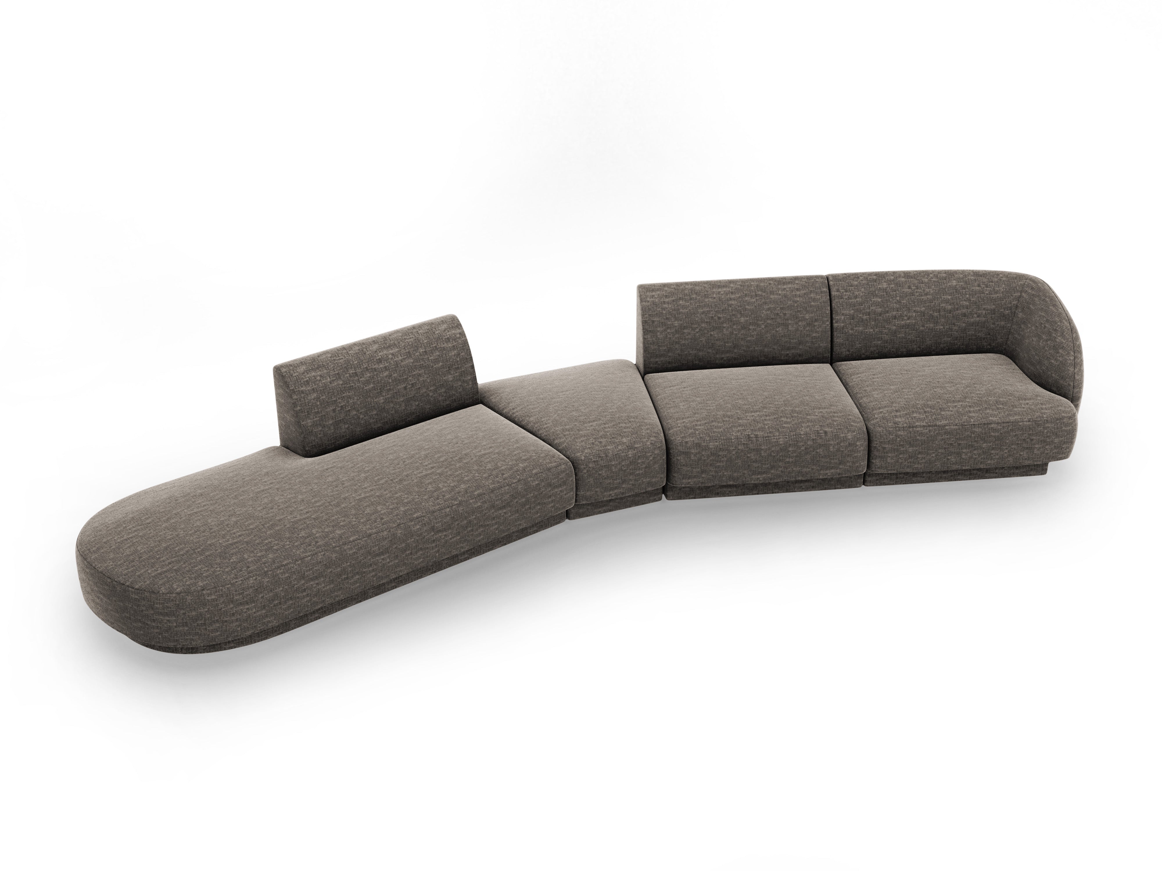 Left-facing modular corner sofa for 7 people MILEY dark gray silky chenille