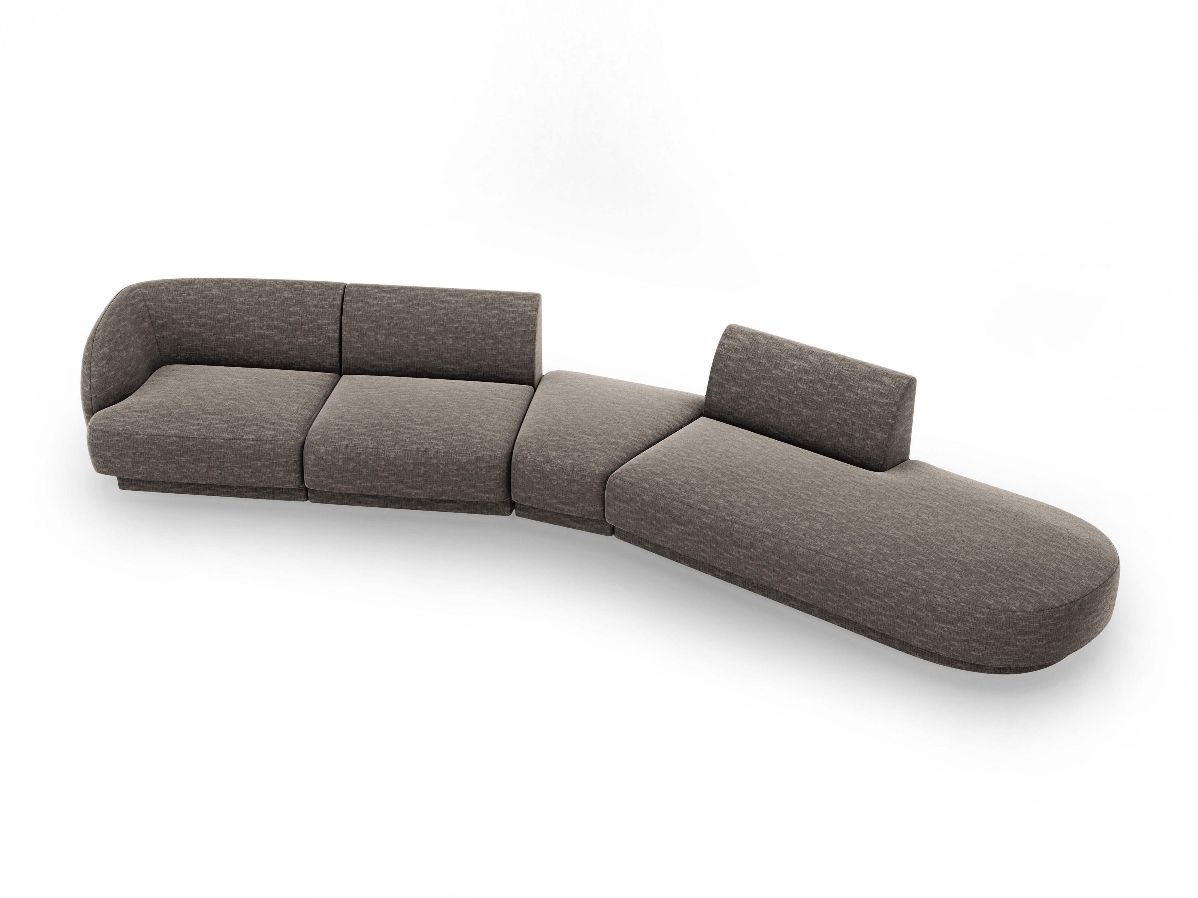 Modularer Ecksofa rechtsseitig für 7 Personen MILEY graues schimmerndes Chenille