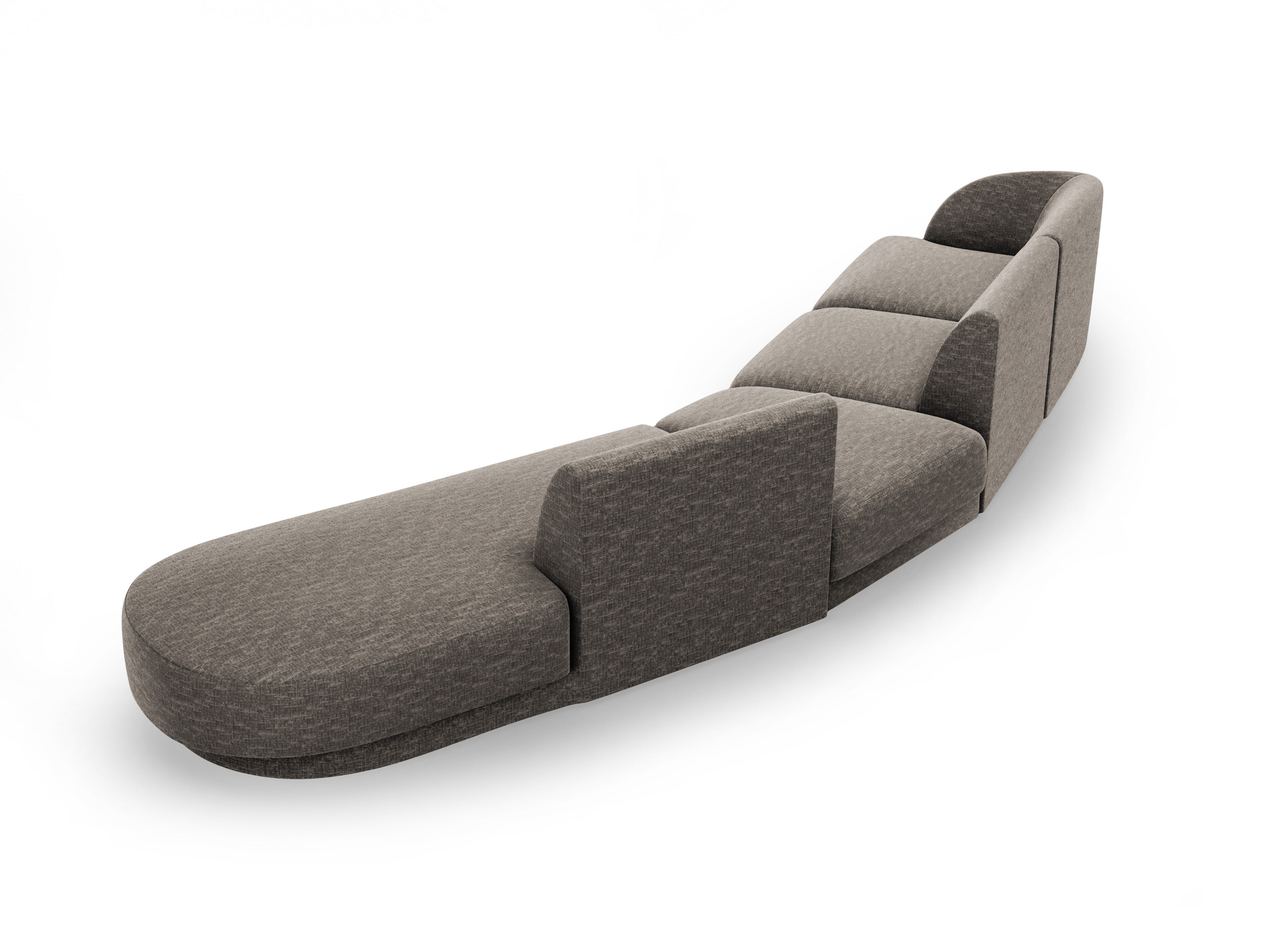 Modularer Ecksofa rechtsseitig für 7 Personen MILEY graues schimmerndes Chenille