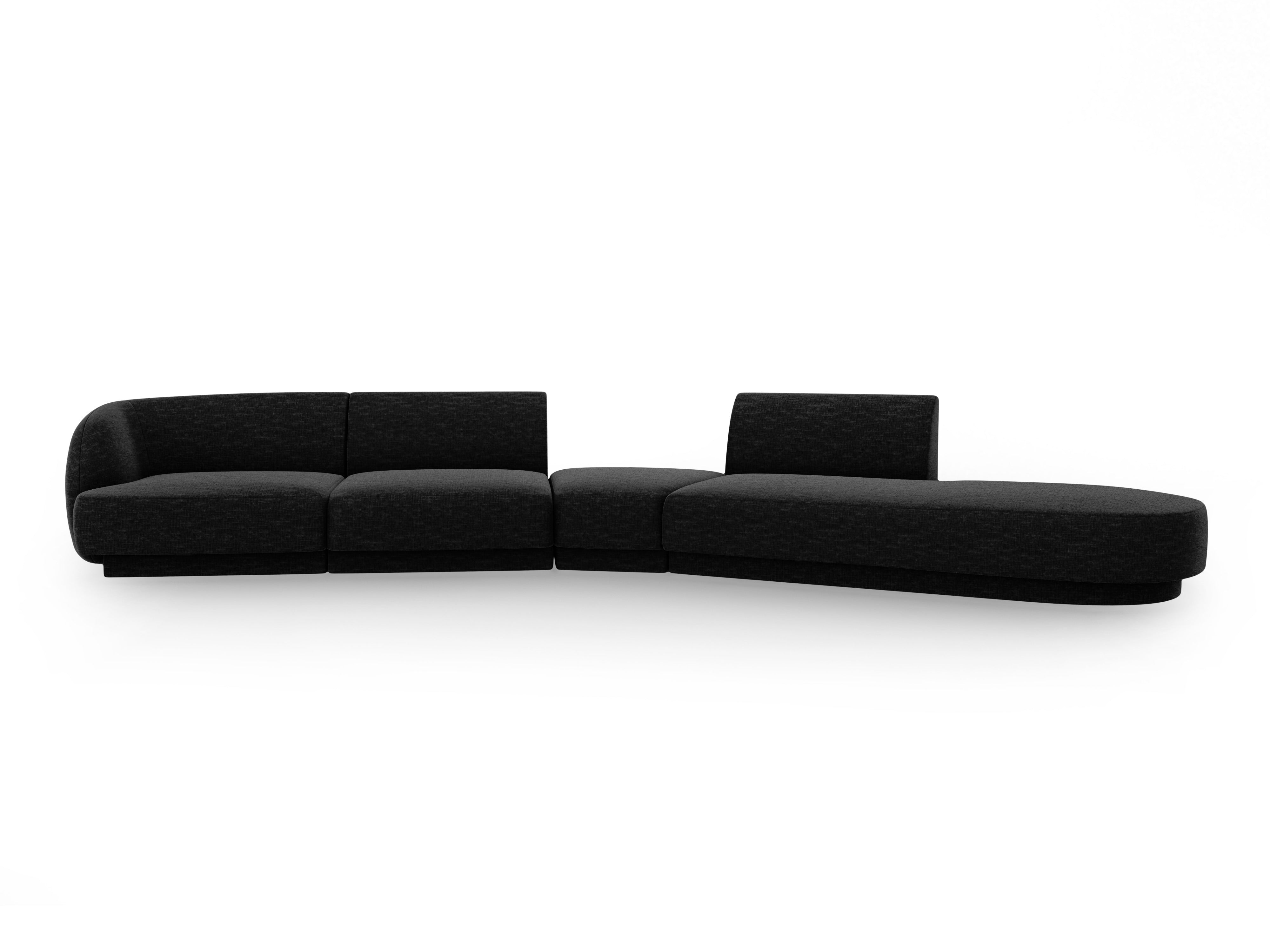Modulares Ecksofa rechtsseitig für 7 Personen MILEY schwarzer schimmernder Chenille