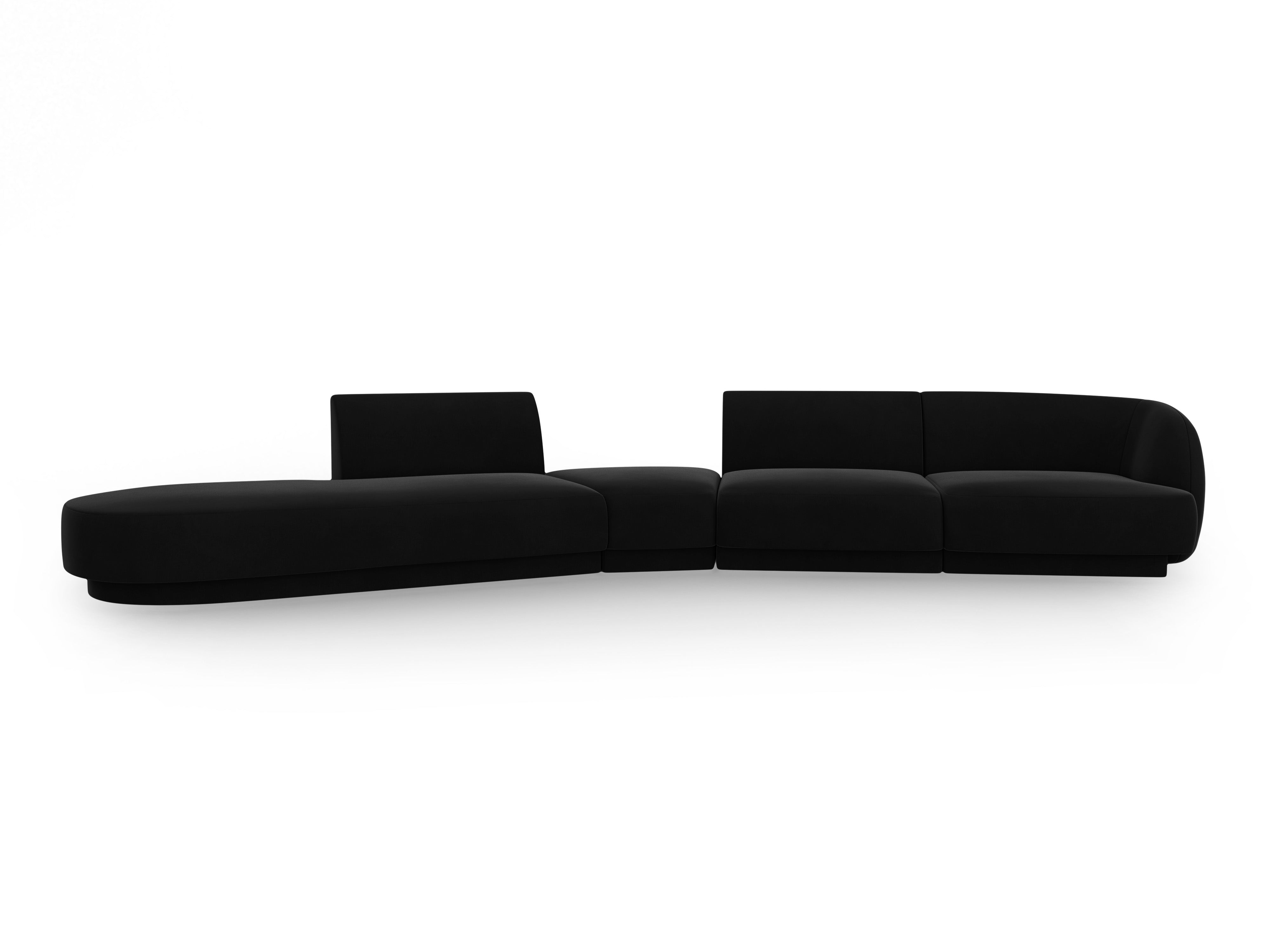 Modulares Samt-Ecksofa linksseitig für 7 Personen MILEY schwarz