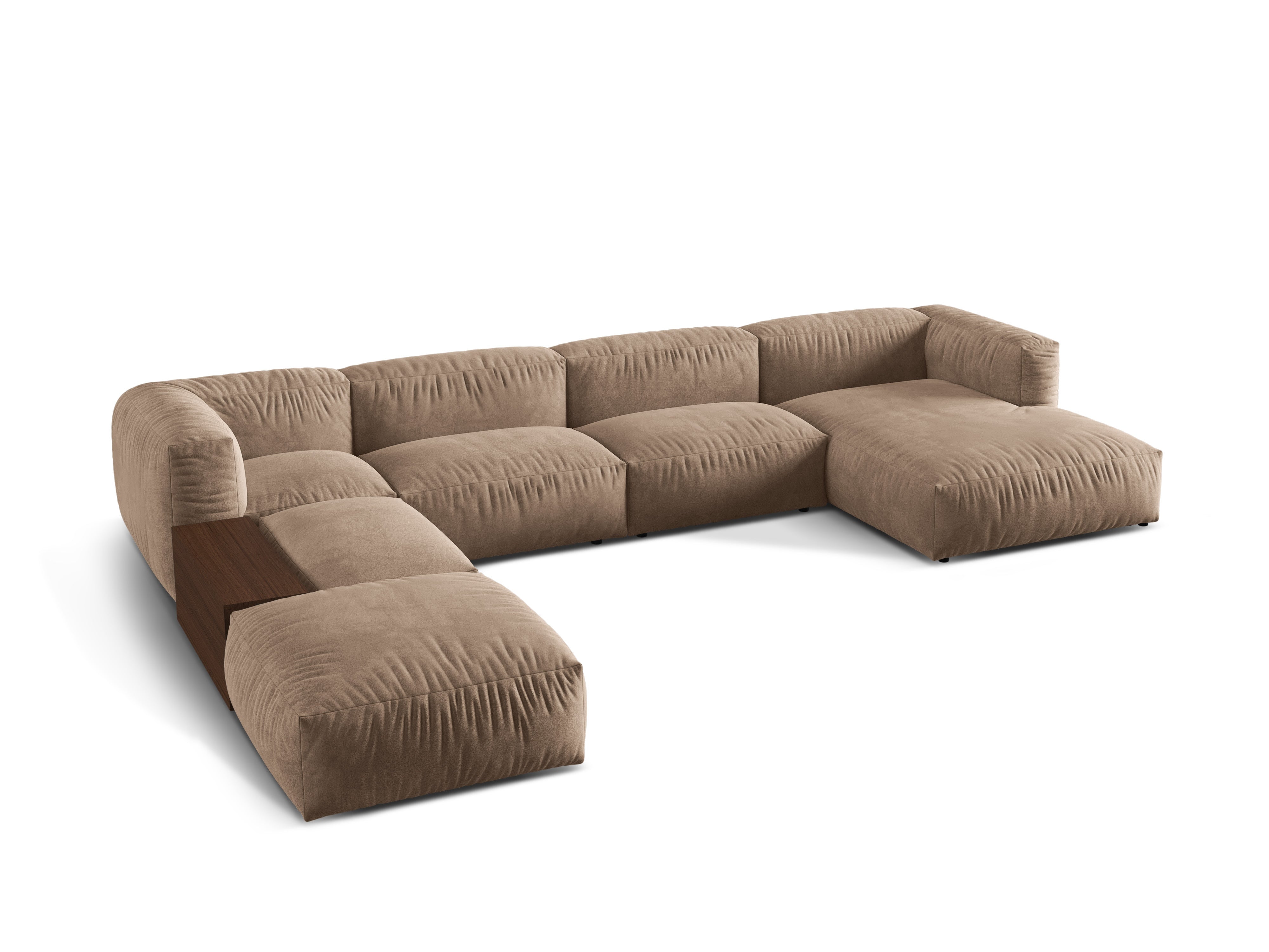 Links -handgefertigte Ecke Velvet Panoramic Martina Dark Beige