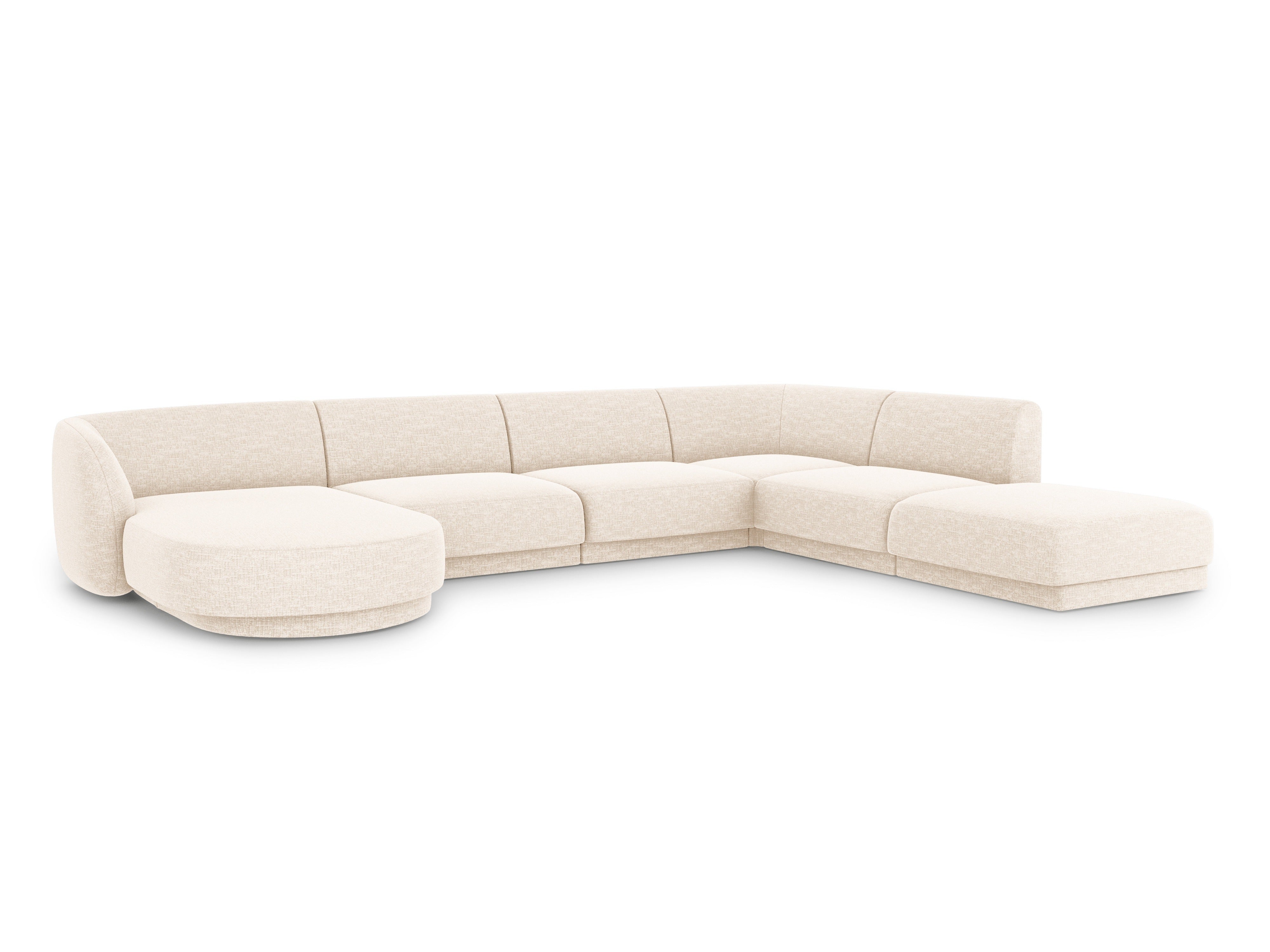 Right-facing U-shaped corner sofa MILEY ivory chenille