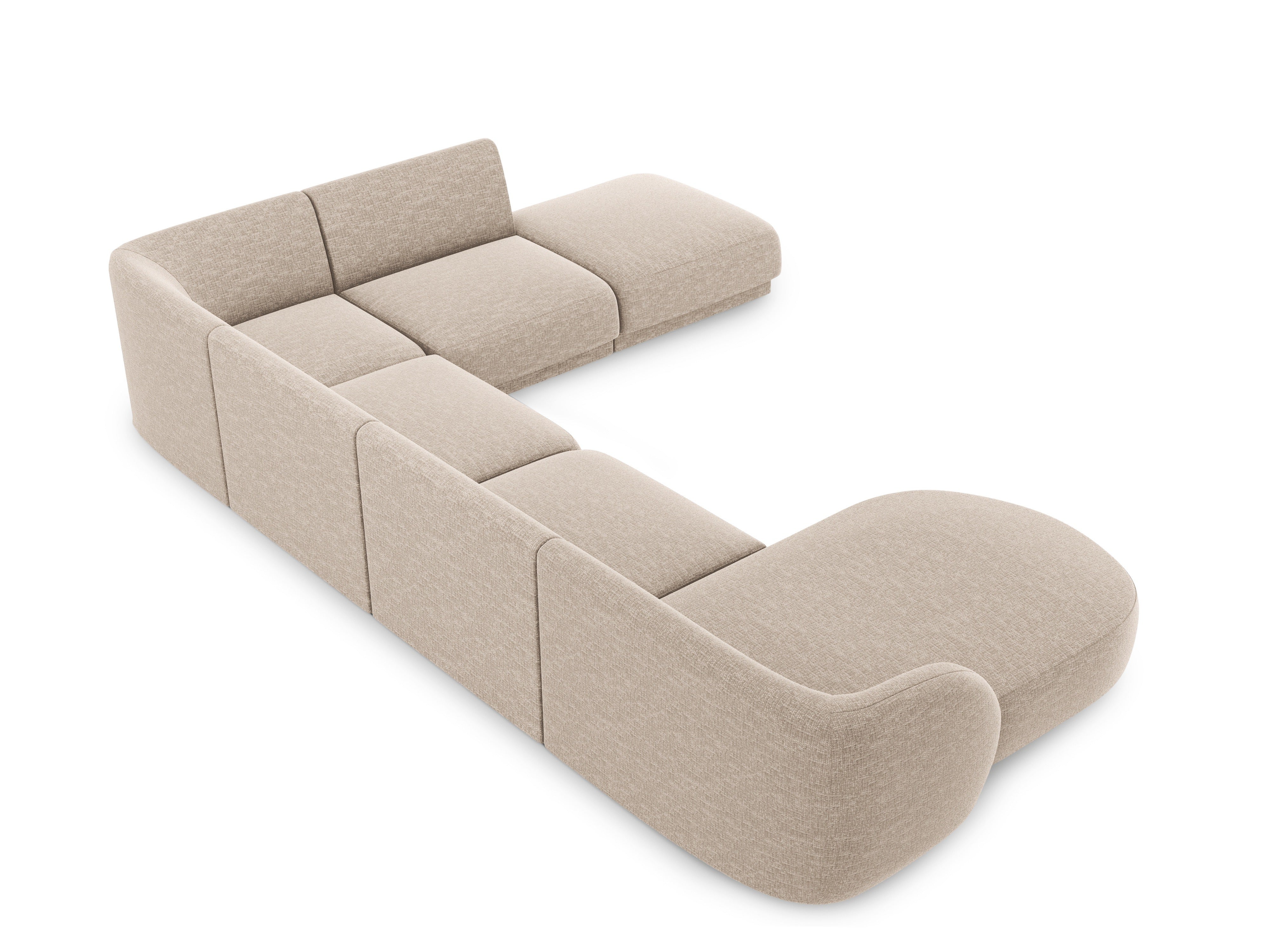 Right-facing U-shaped corner sofa MILEY beige chenille