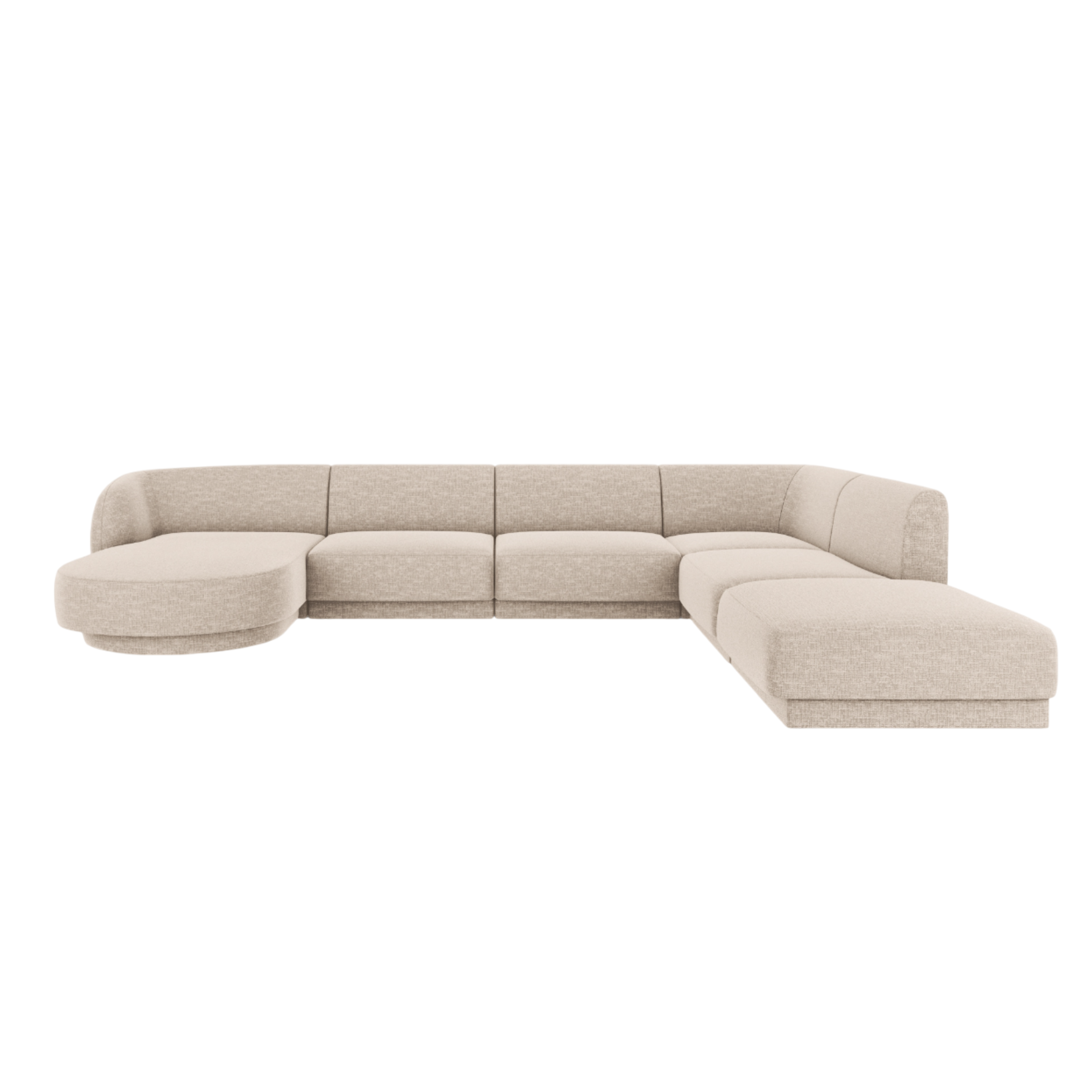Right-facing U-shaped corner sofa MILEY beige chenille