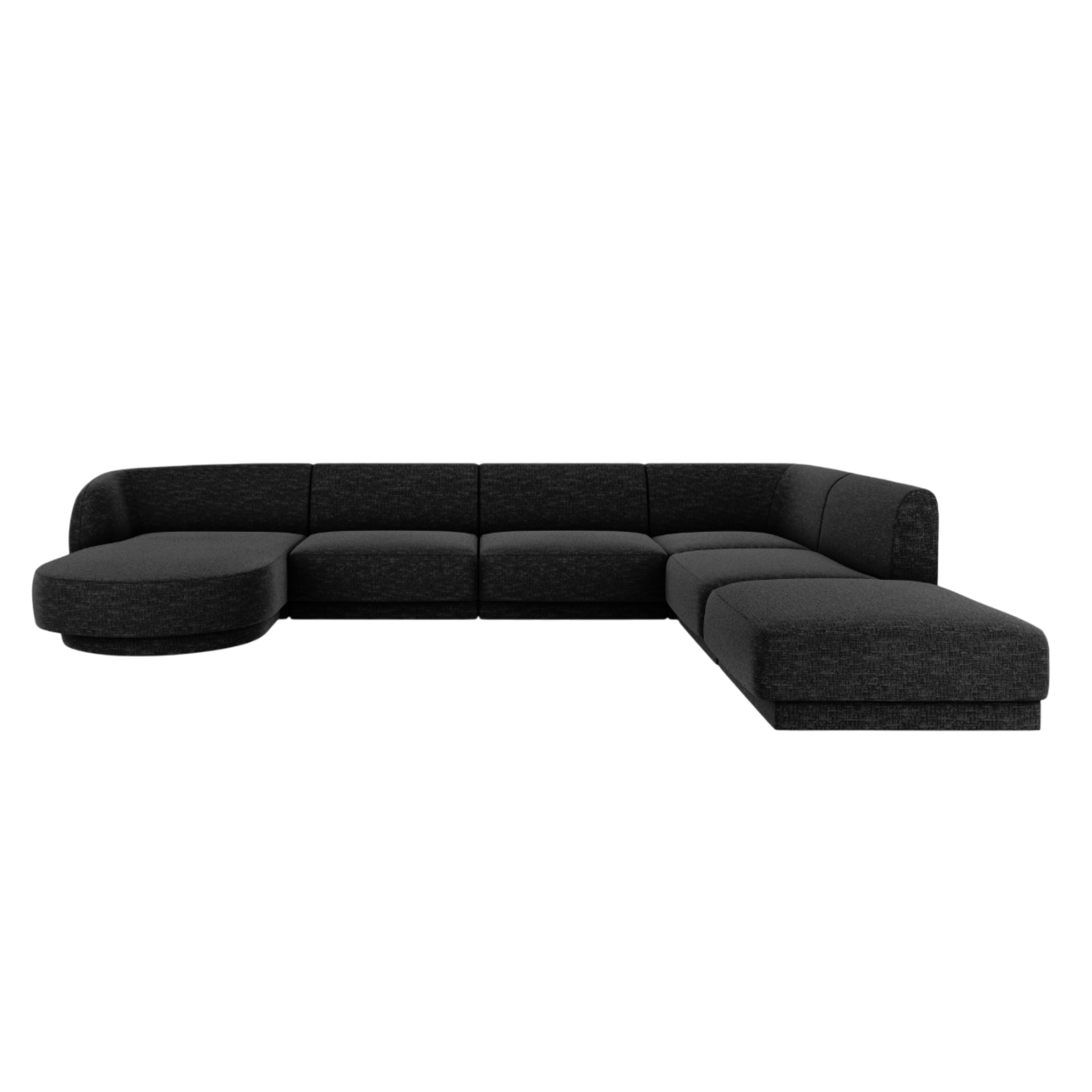 Right-facing U-shaped corner sofa MILEY black chenille
