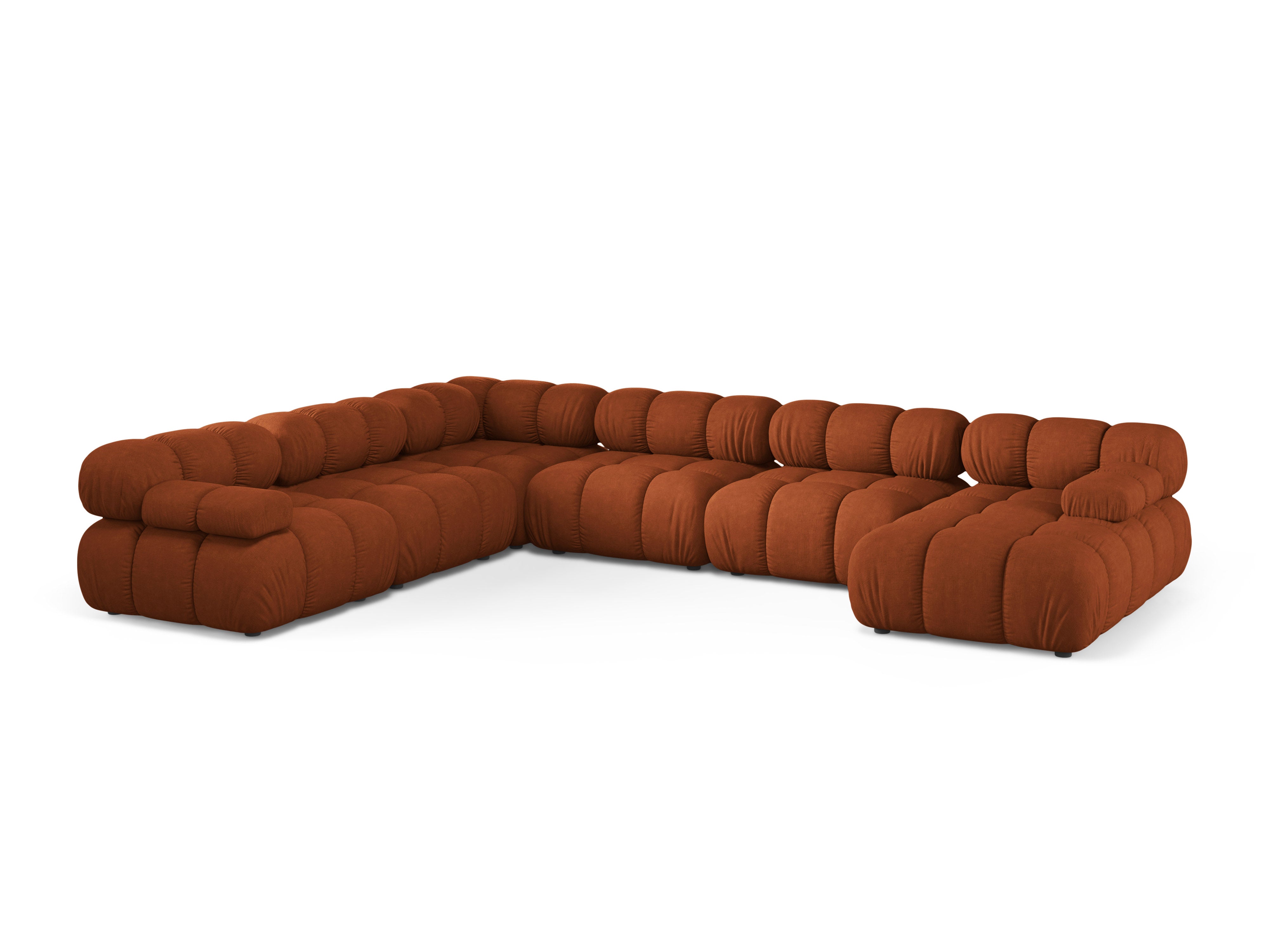 Panoramischer Ecksofa links BELLIS in Ziegelrot