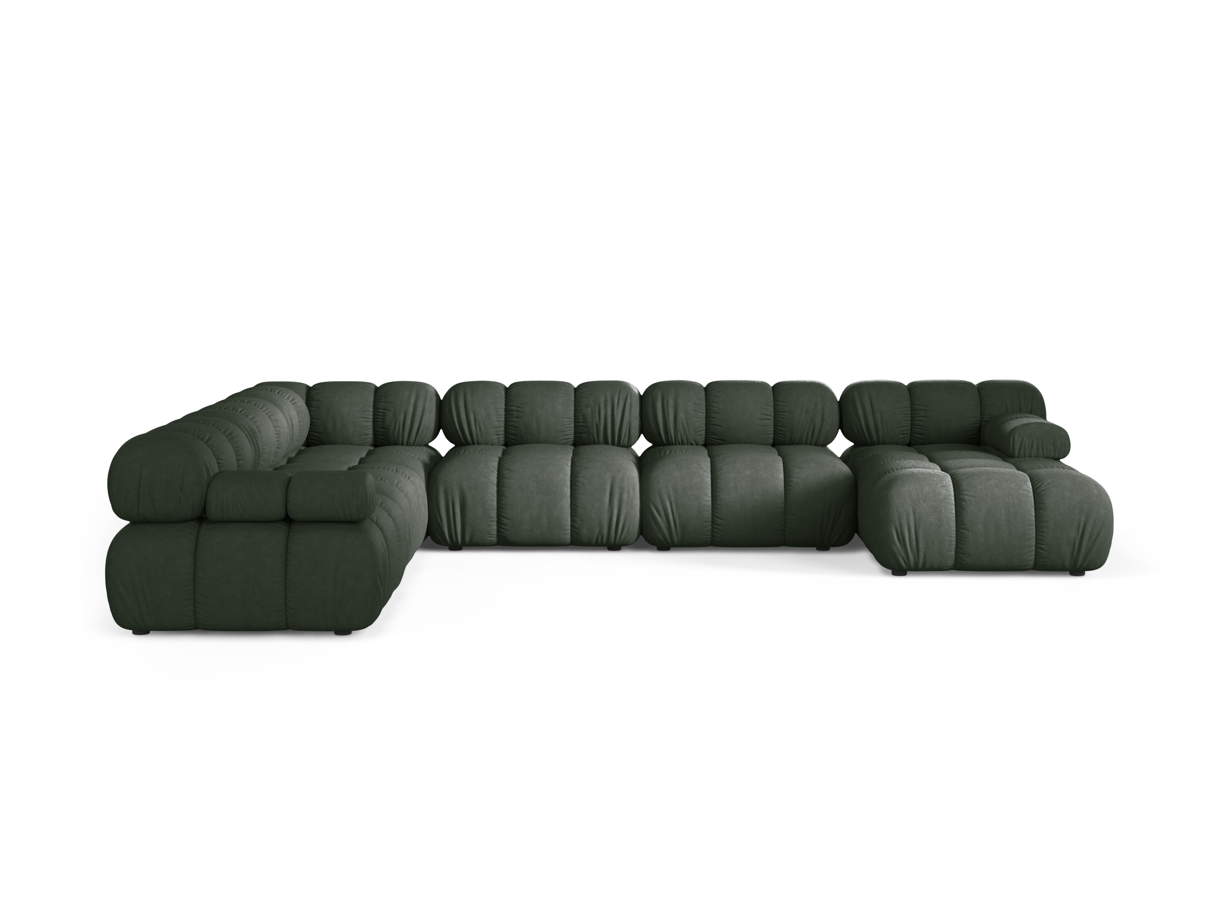Panoramischer Ecksofa links BELLIS in Dunkelgrün