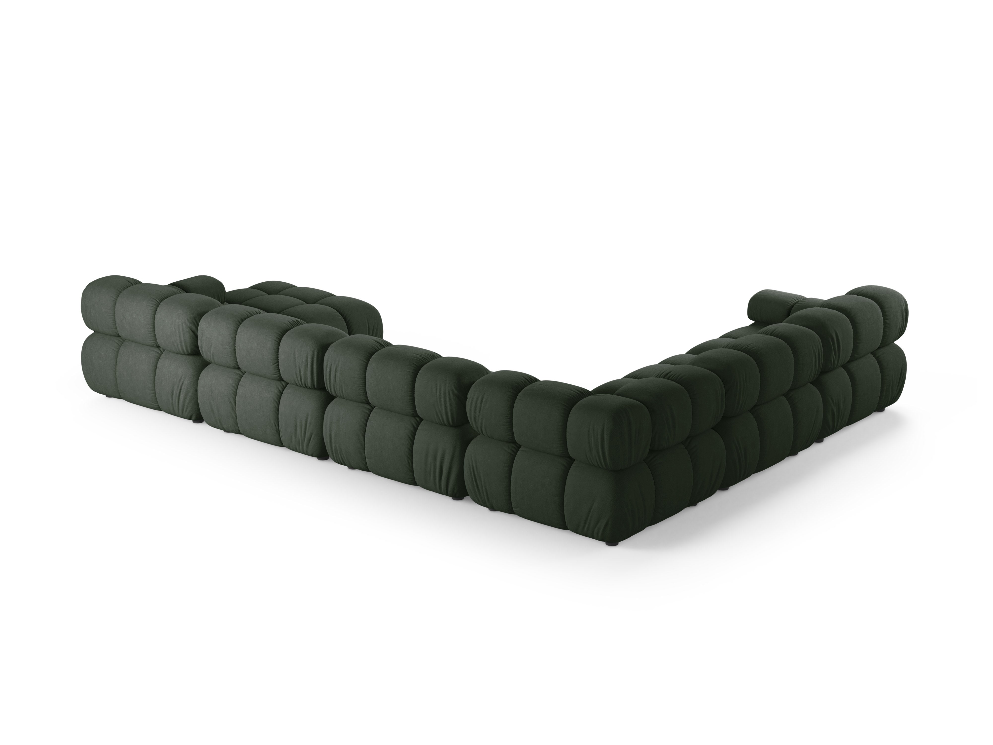 Panoramischer Ecksofa links BELLIS in Dunkelgrün
