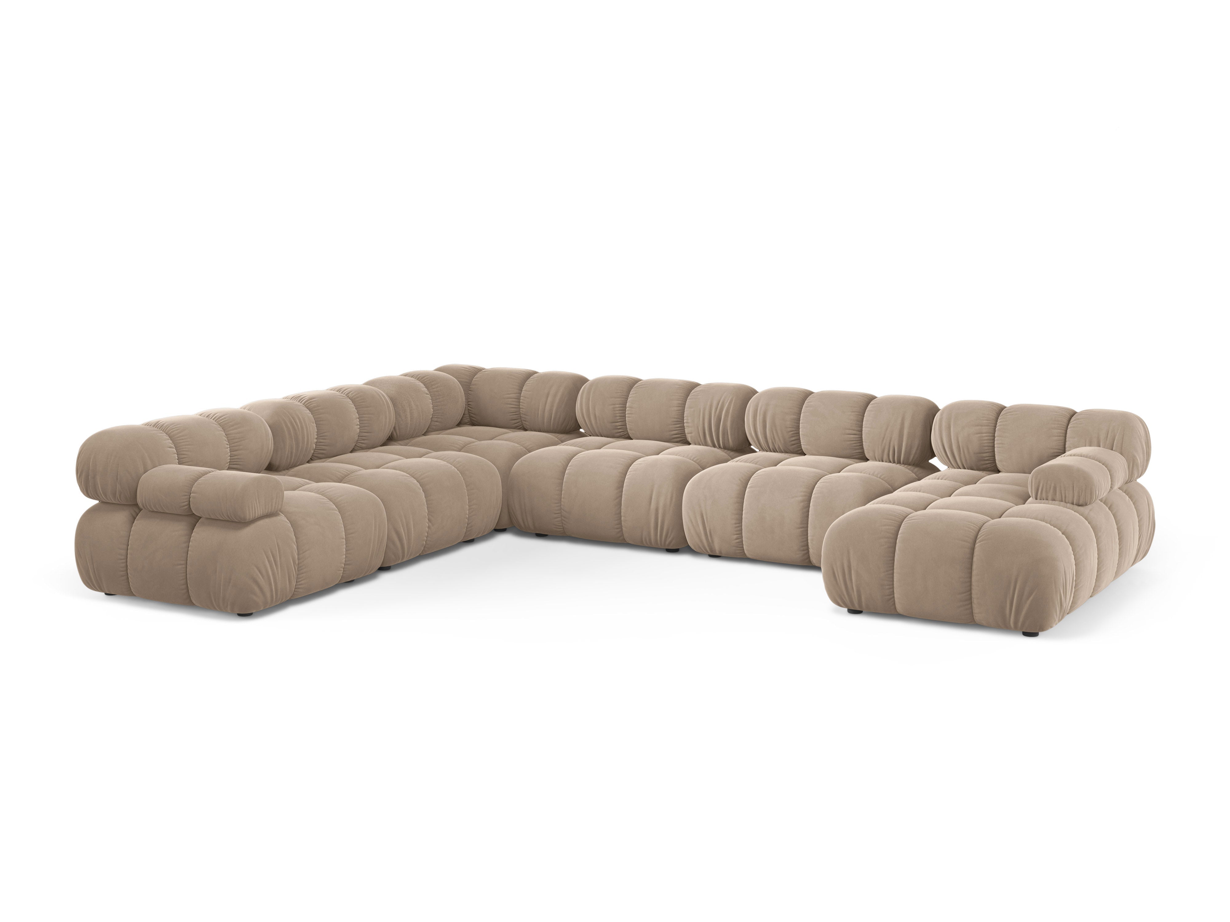 Panoramischer Ecksofa links BELLIS in beigem Velours