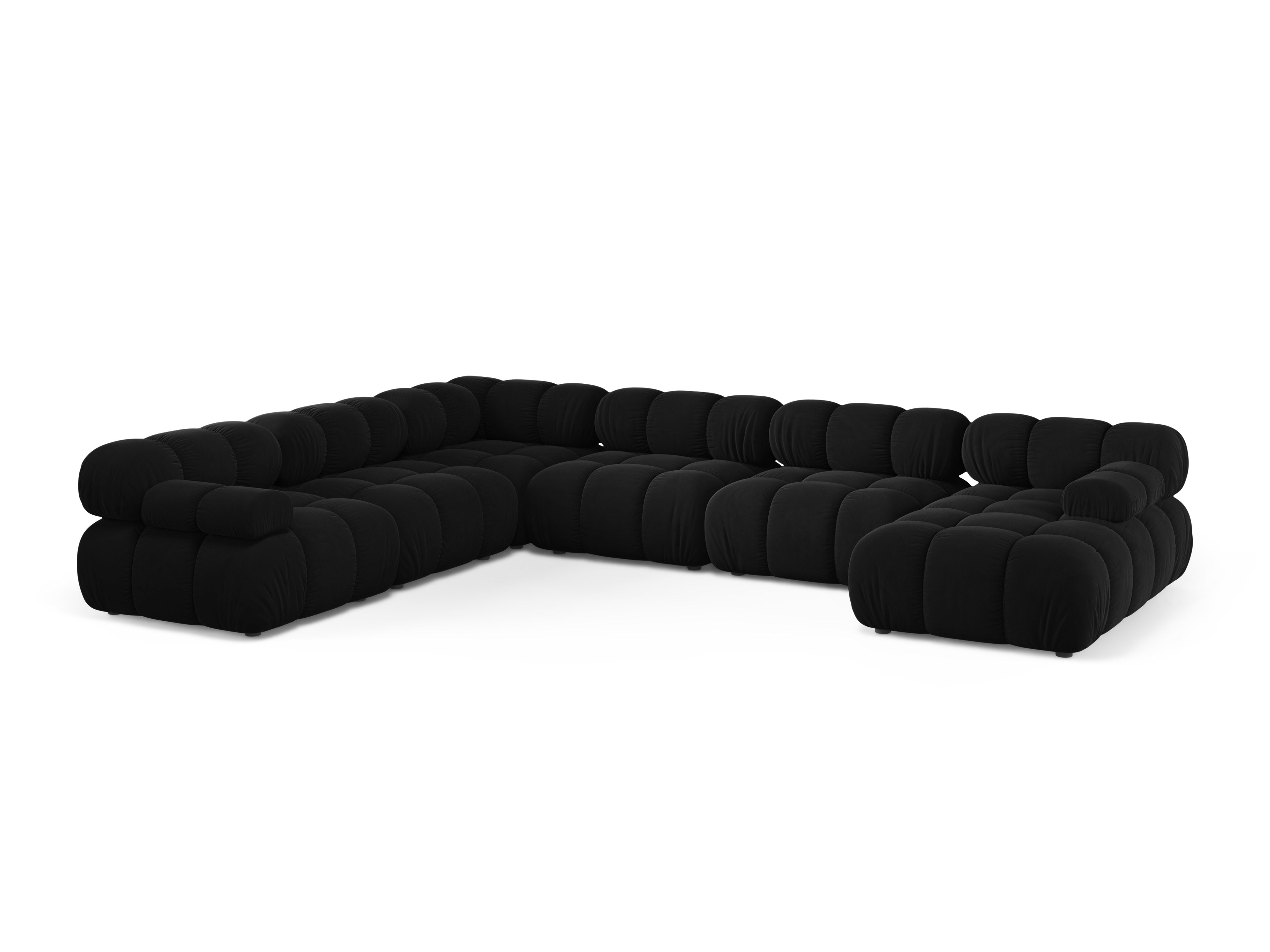 Panoramischer Samt-Ecksofa BELLIS linksseitig in Schwarz