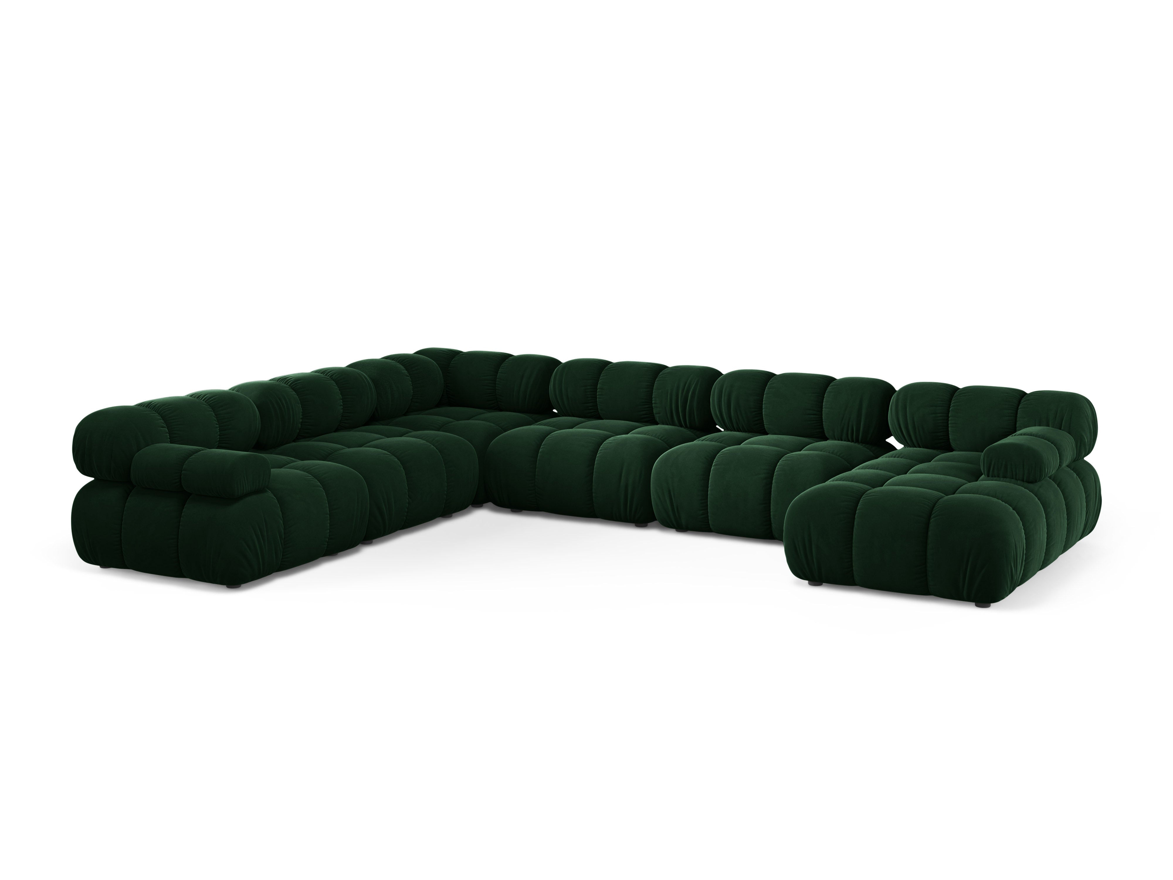 Panoramischer Samt-Ecksofa BELLIS links, flaschengrün