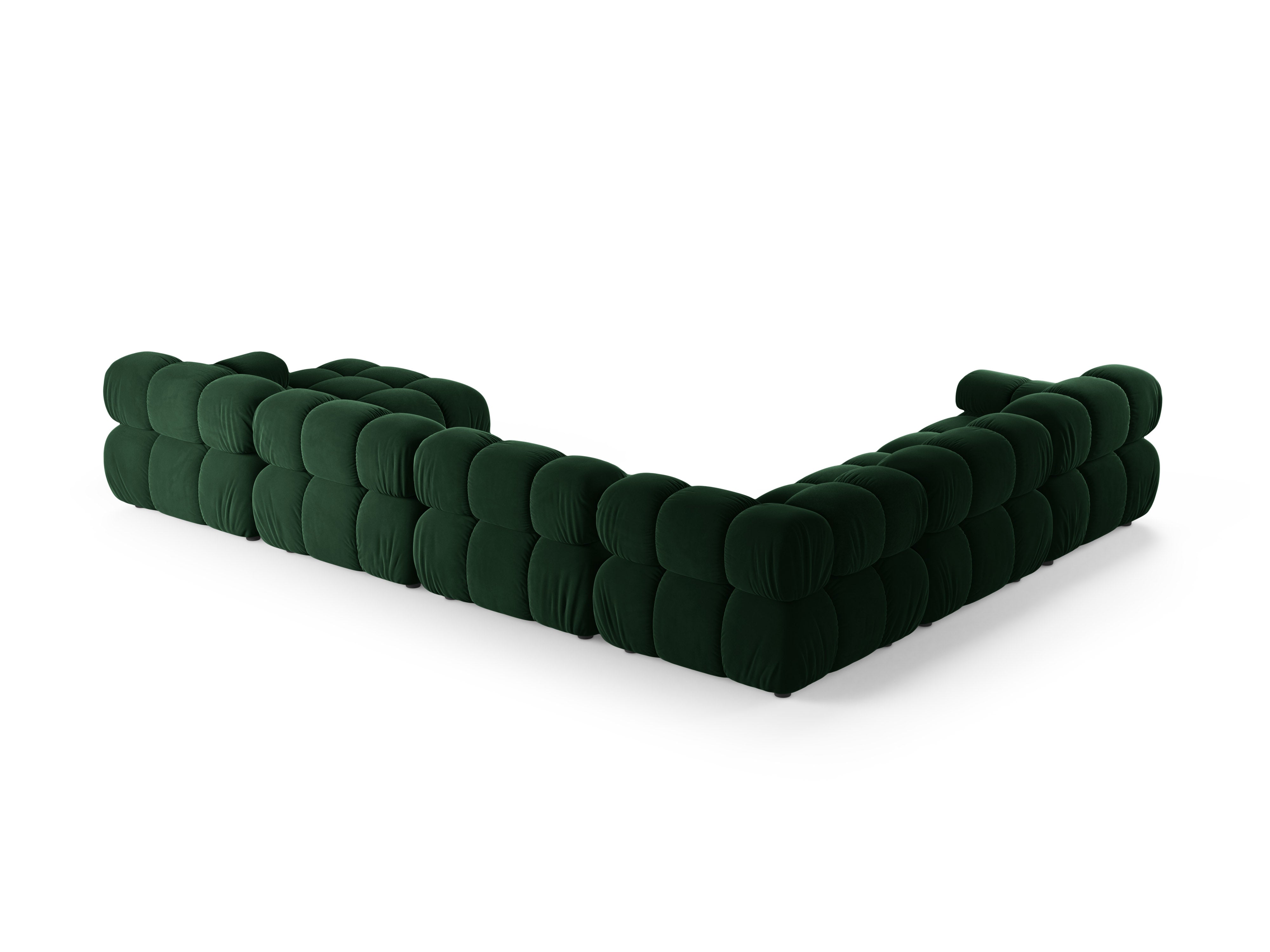 Panoramischer Samt-Ecksofa BELLIS links, flaschengrün