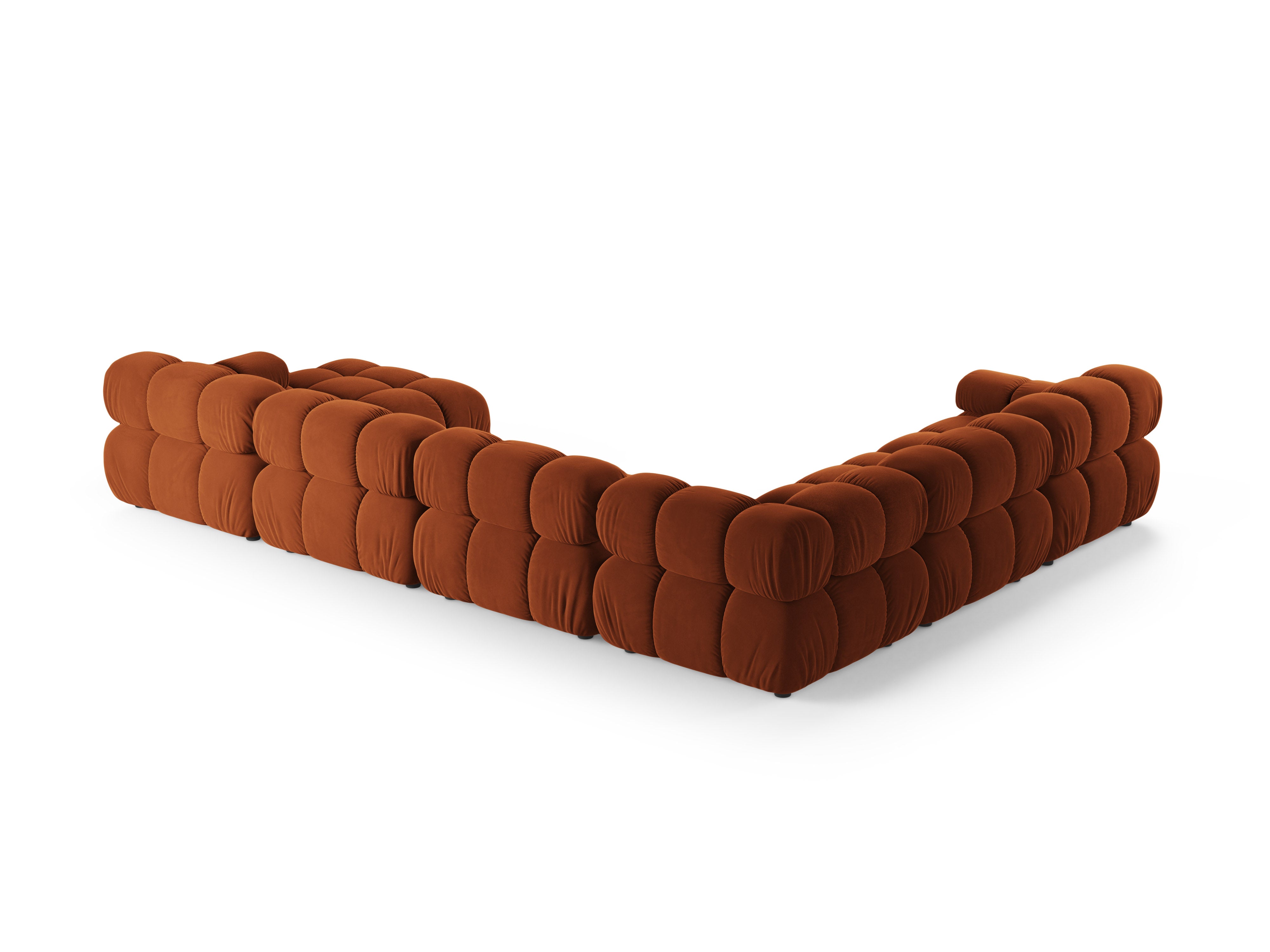 Panoramischer Samt-Ecksofa BELLIS links, ziegelrot