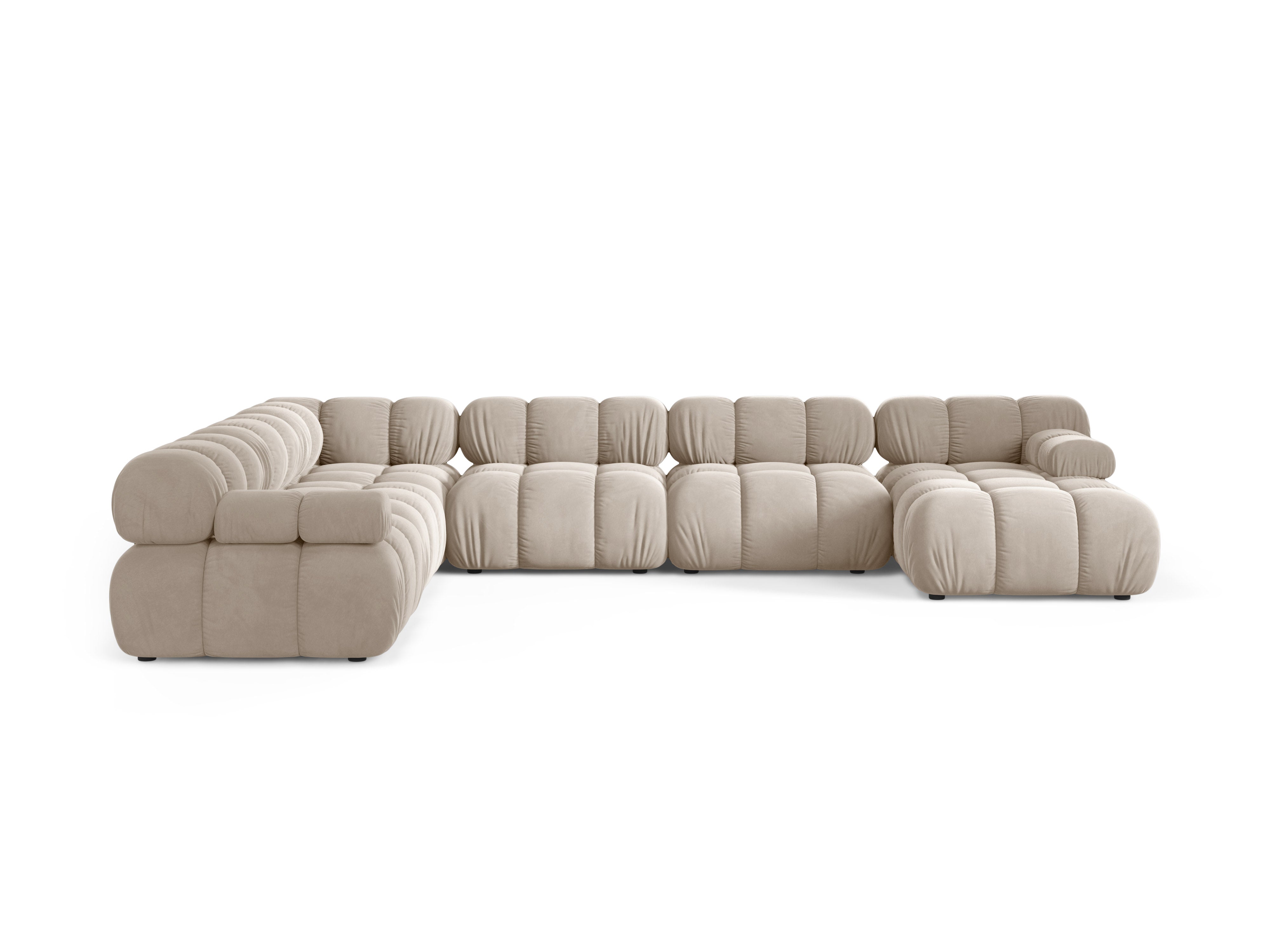 Panoramischer Samt-Ecksofa links BELLIS beige