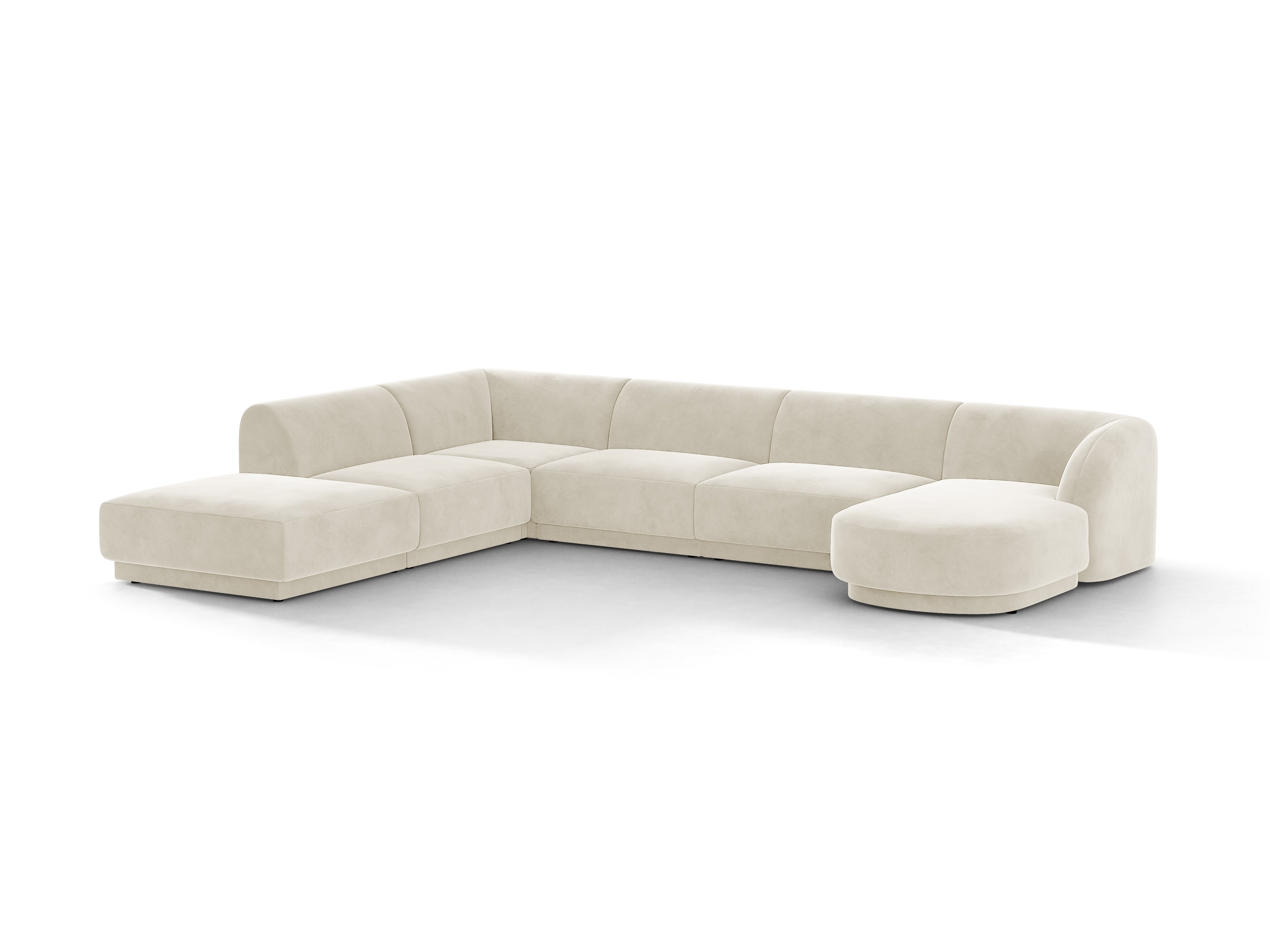 Samt-Ecksofa für 6 Personen in U-Form links MILEY beige