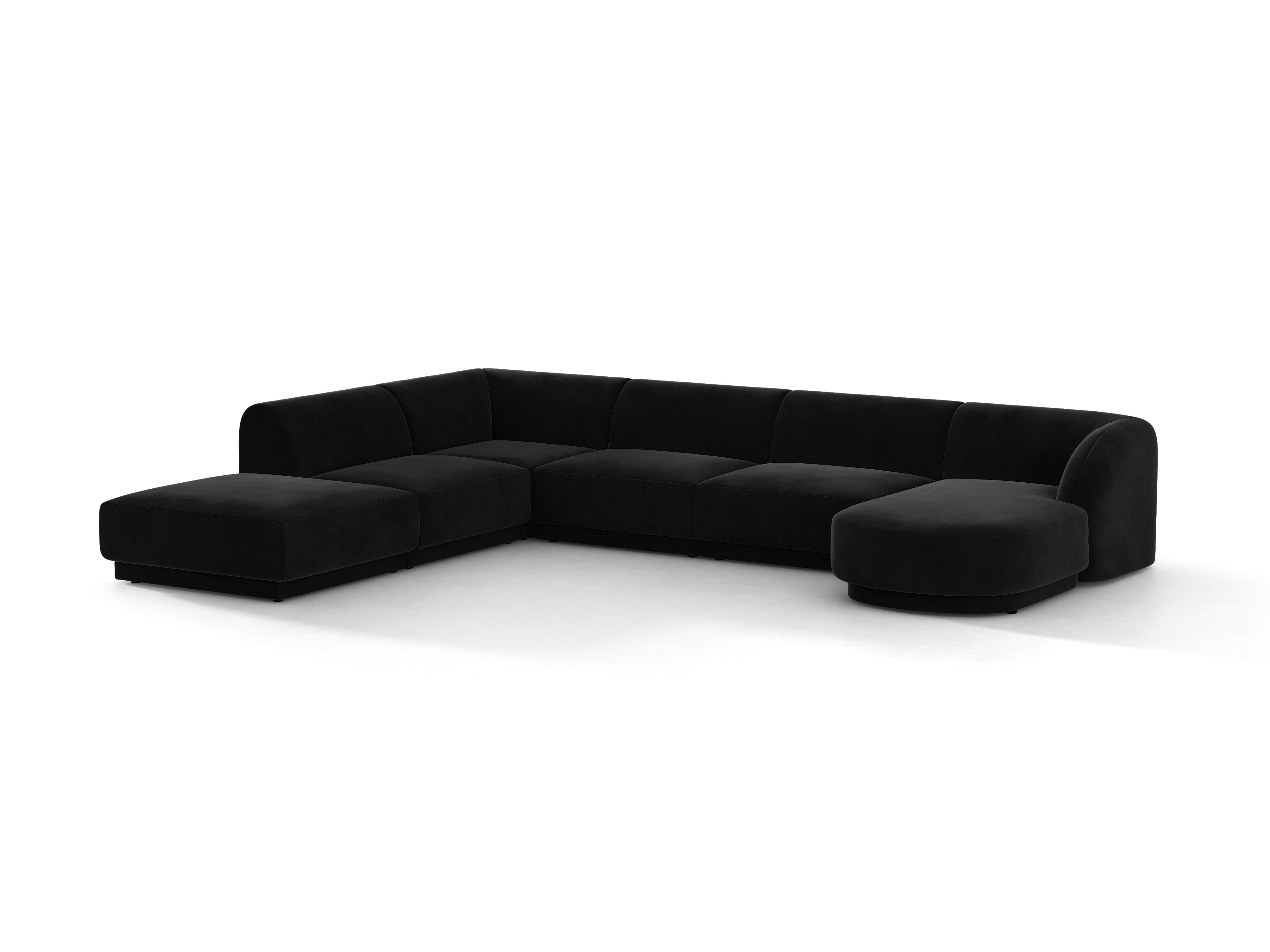 Samt-Ecksofa für 6 Personen in U-Form links MILEY schwarz