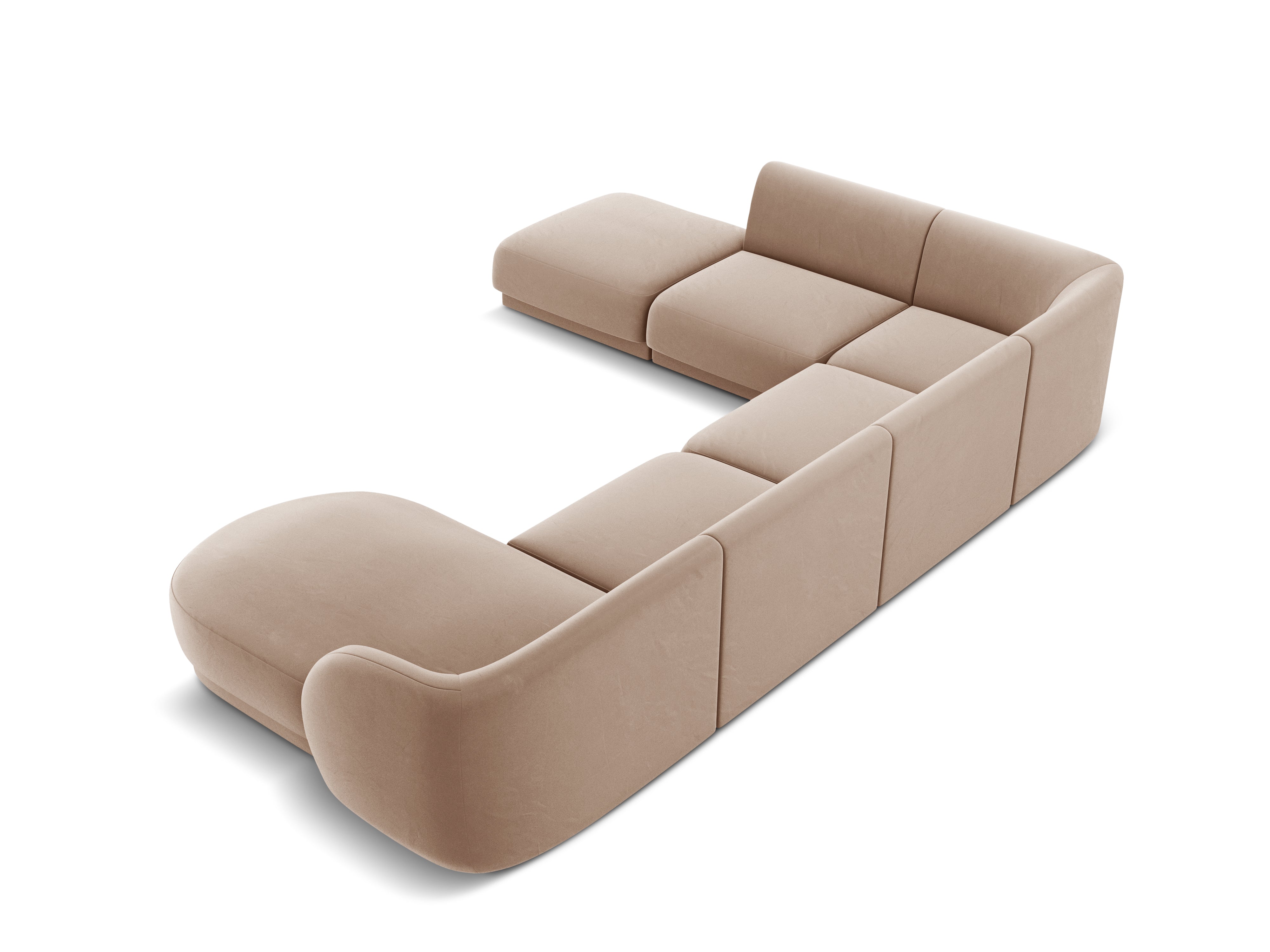 Narożnik aksamitny w kształcie U lewostronny MILEY cappuccino Micadoni    Eye on Design