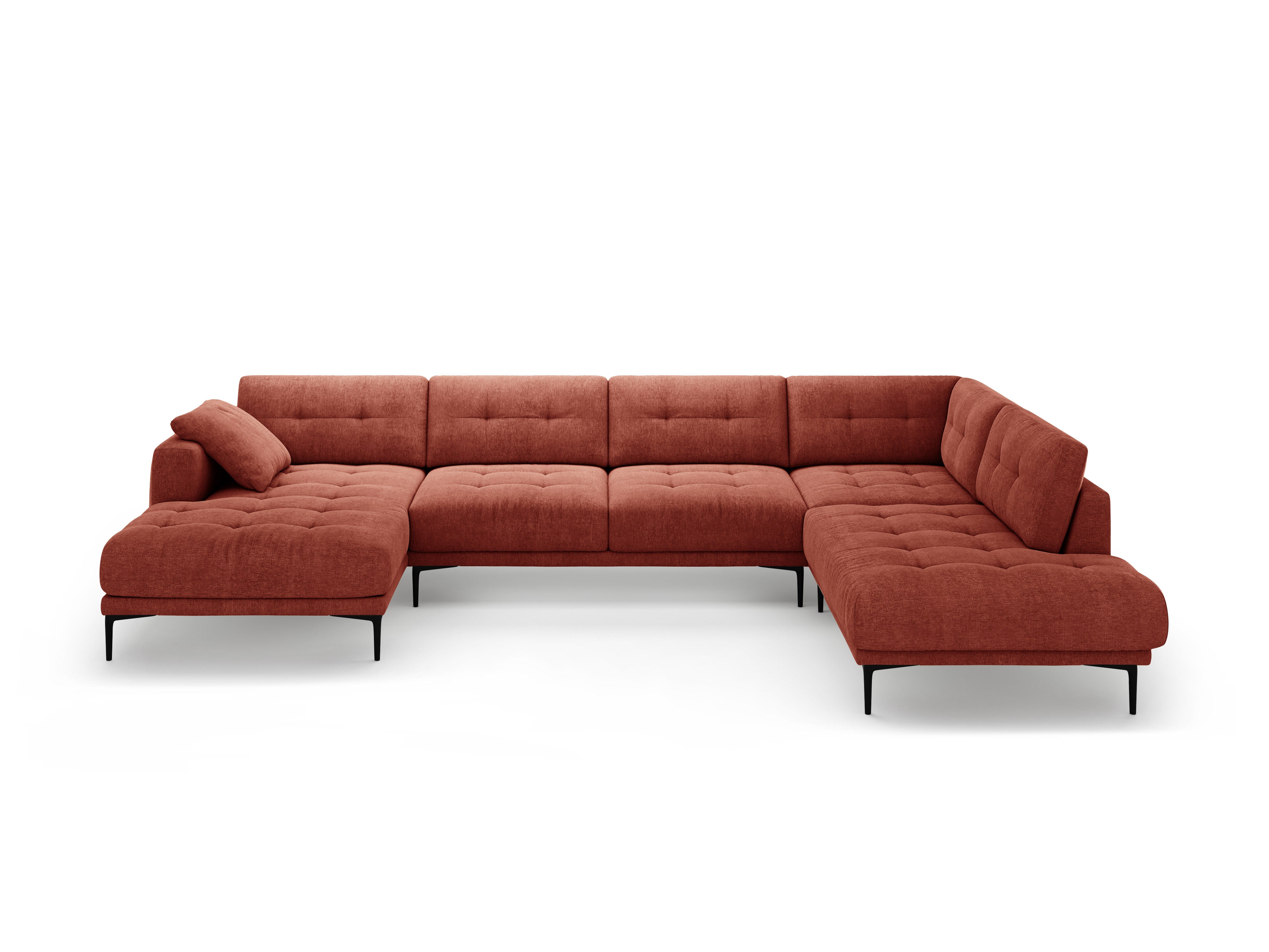 Right-hand panoramic corner sofa BEMY coral chenille