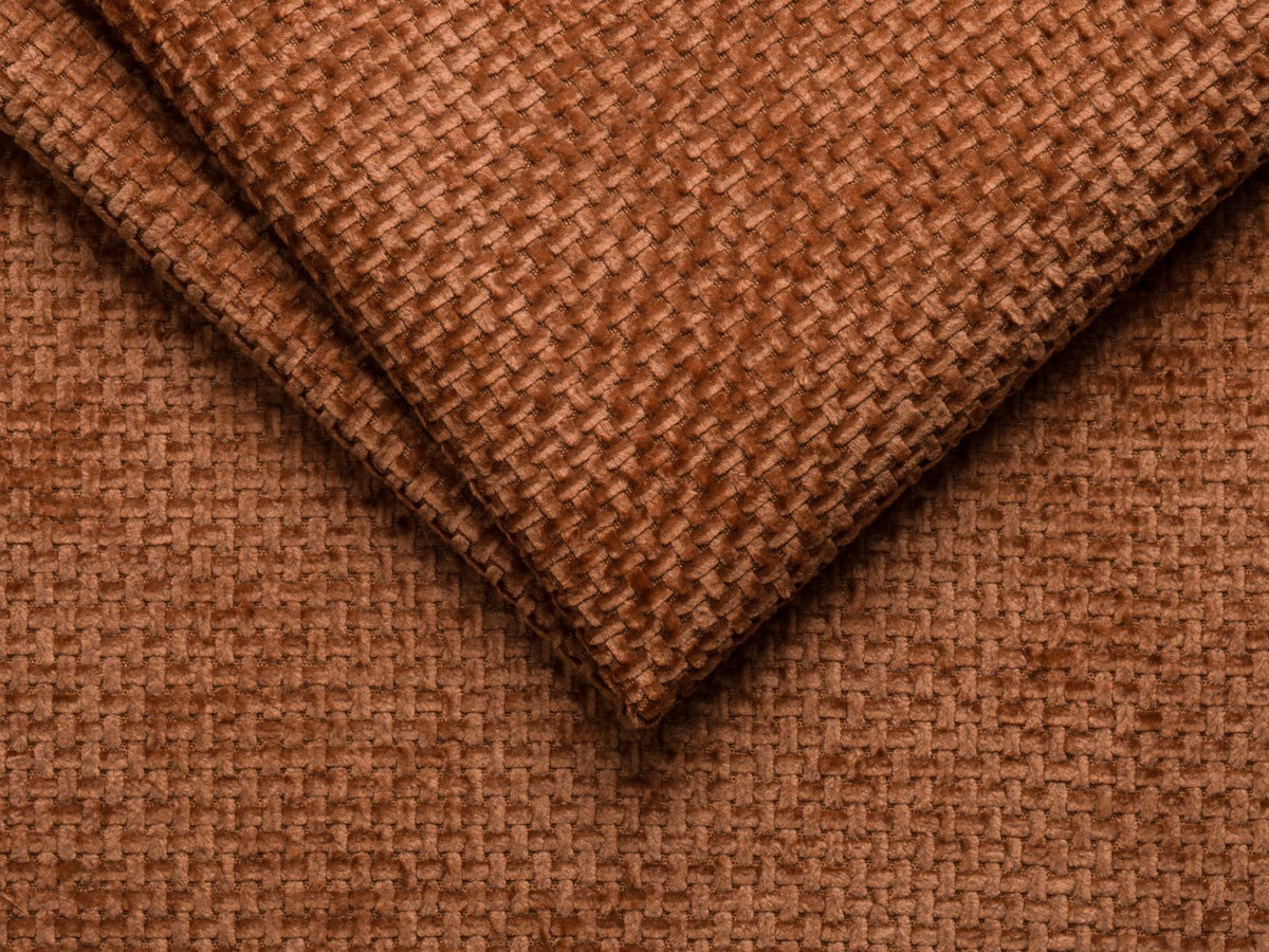 Narożnik panoramiczny prawostronny 7-osobowy JENNIFER ceglany szenil – ujęcie tylne