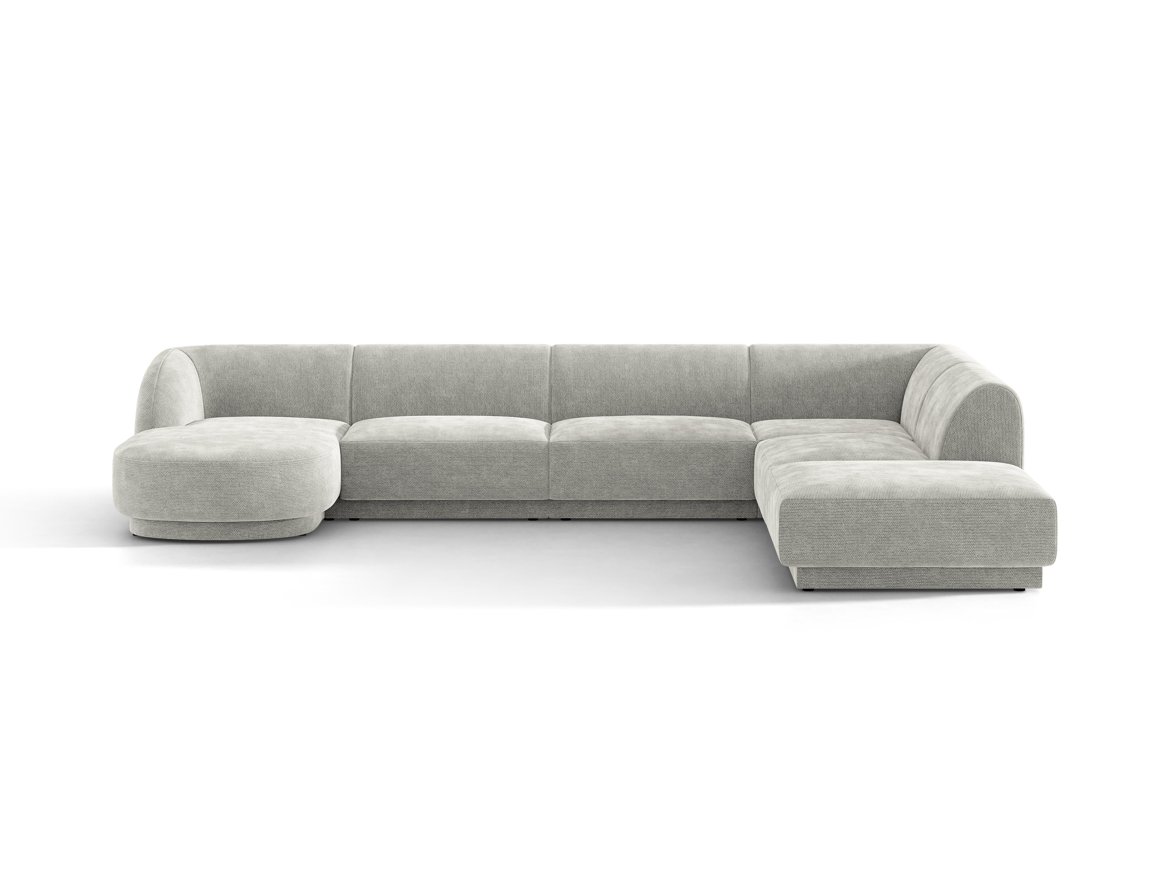 U-förmige rechteckige Couch MILEY graues Chenille