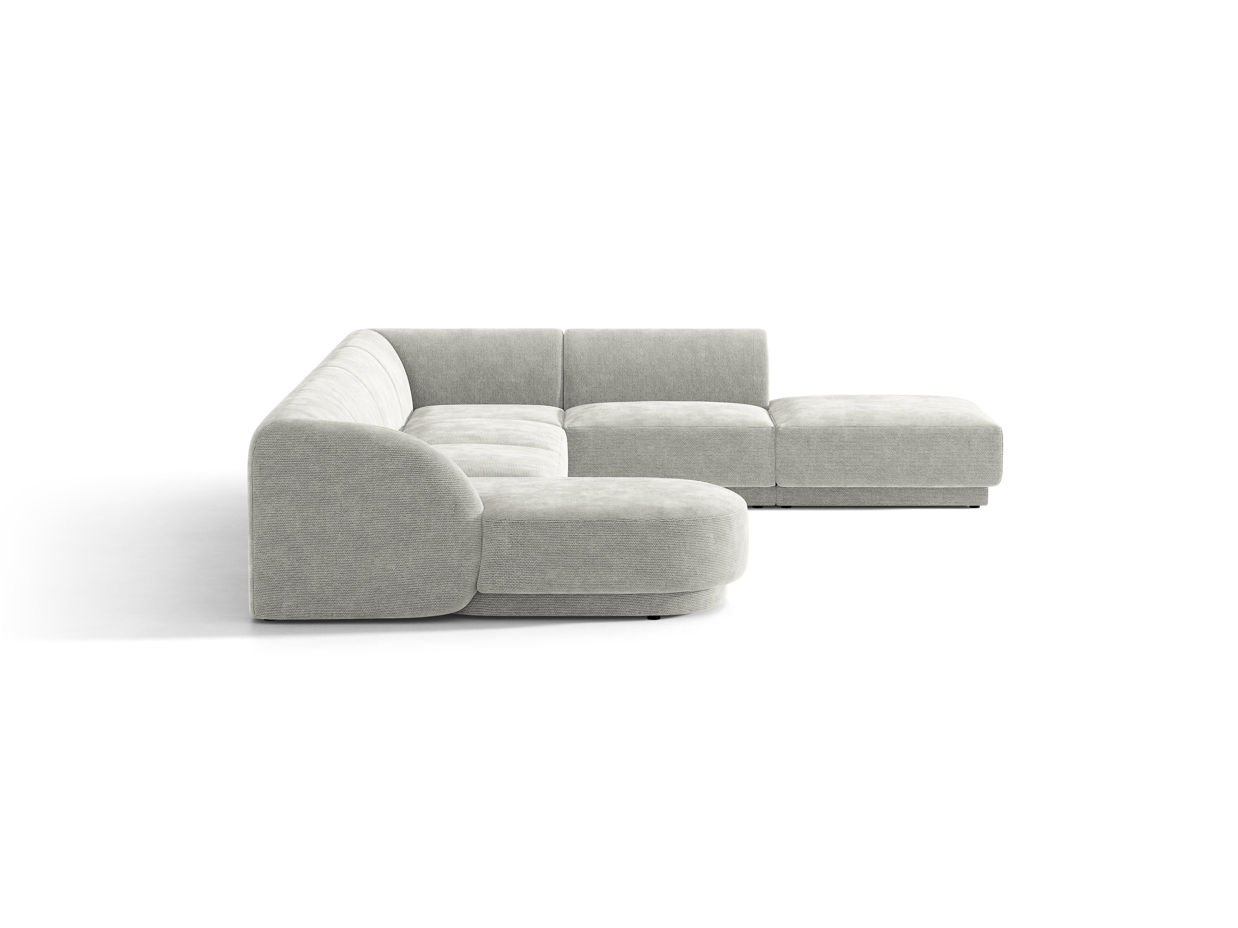 U-förmige rechteckige Couch MILEY graues Chenille