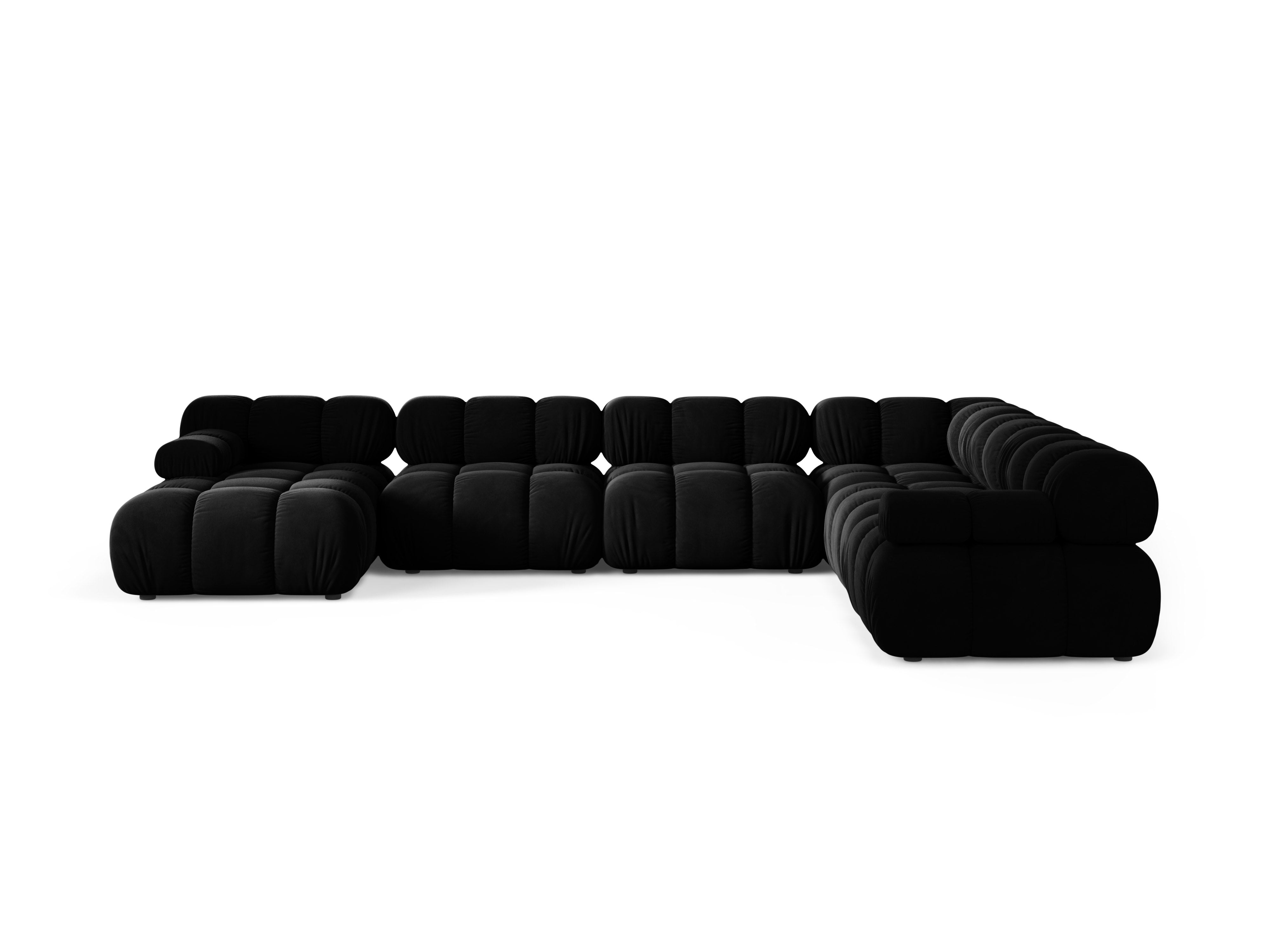 Panoramischer Ecksofa rechts BELLIS aus schwarzem Velours