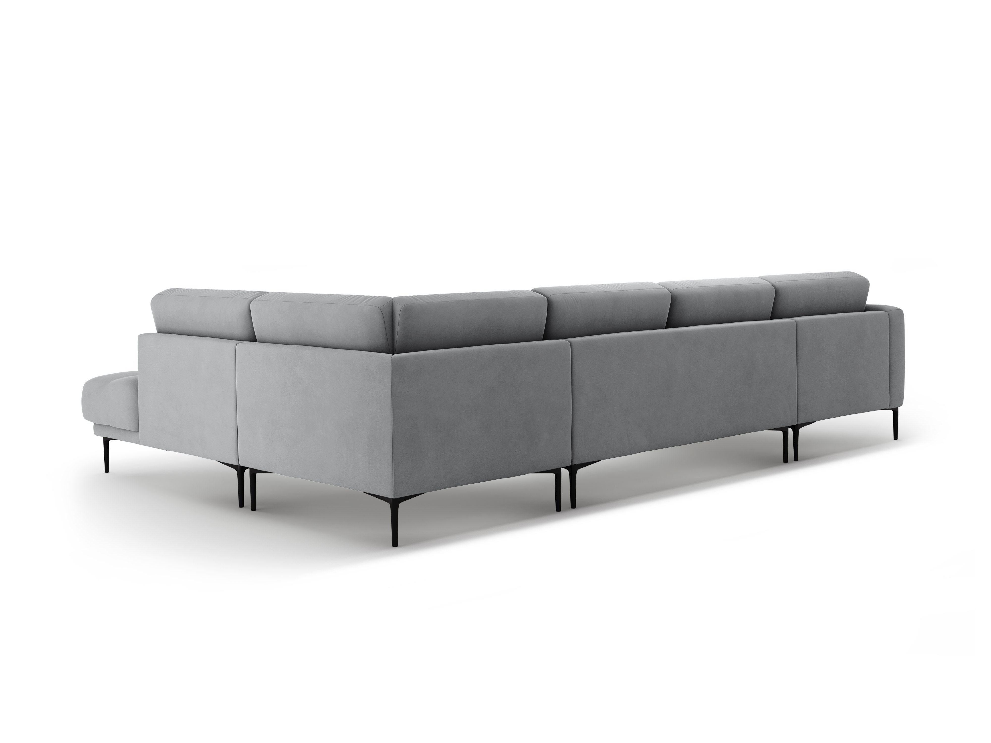 Right-sided panoramic corner sofa velvet BEMY gray