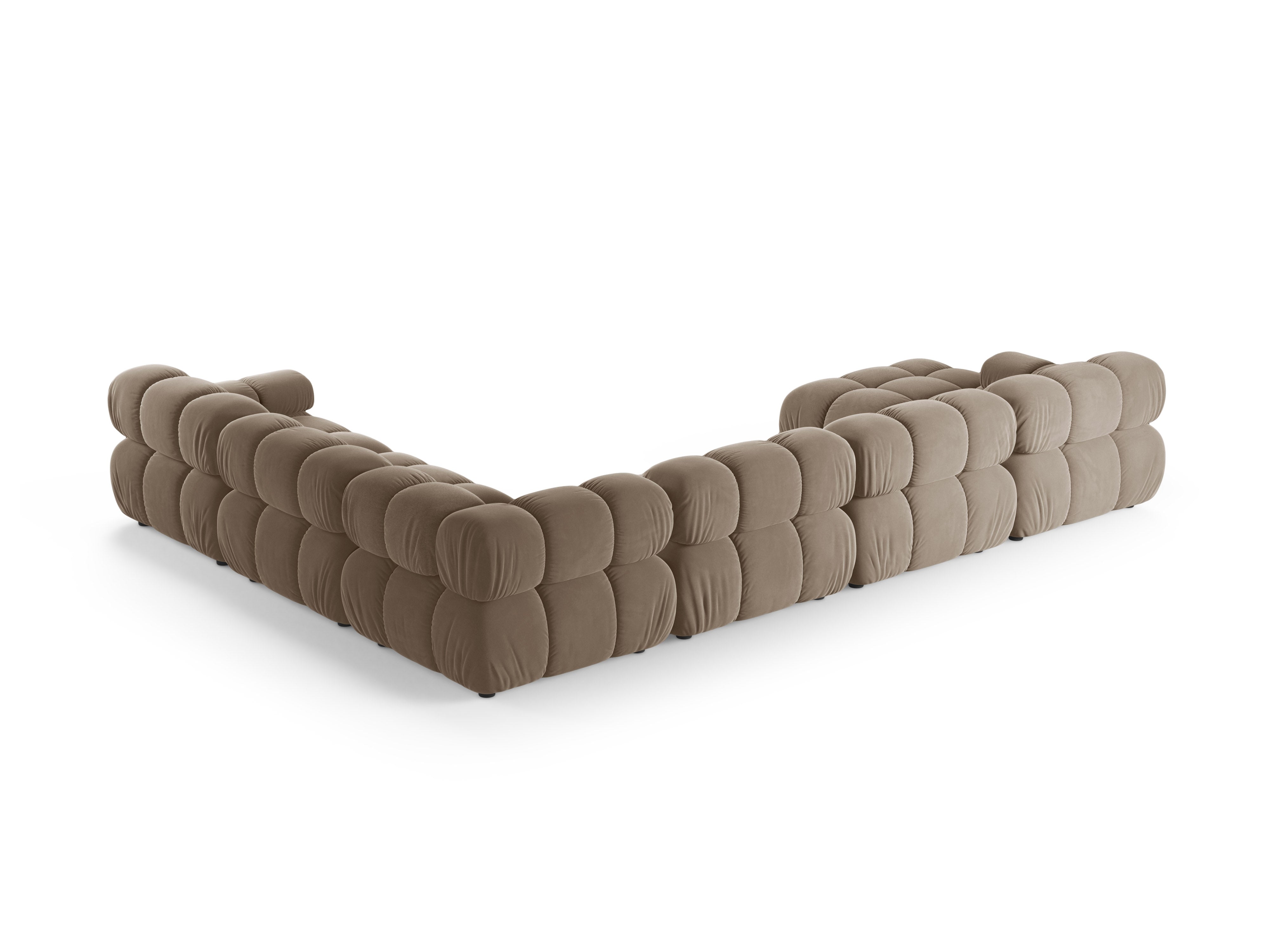 Panoramischer Samt-Ecksofa BELLIS rechtsseitig in Cappuccino