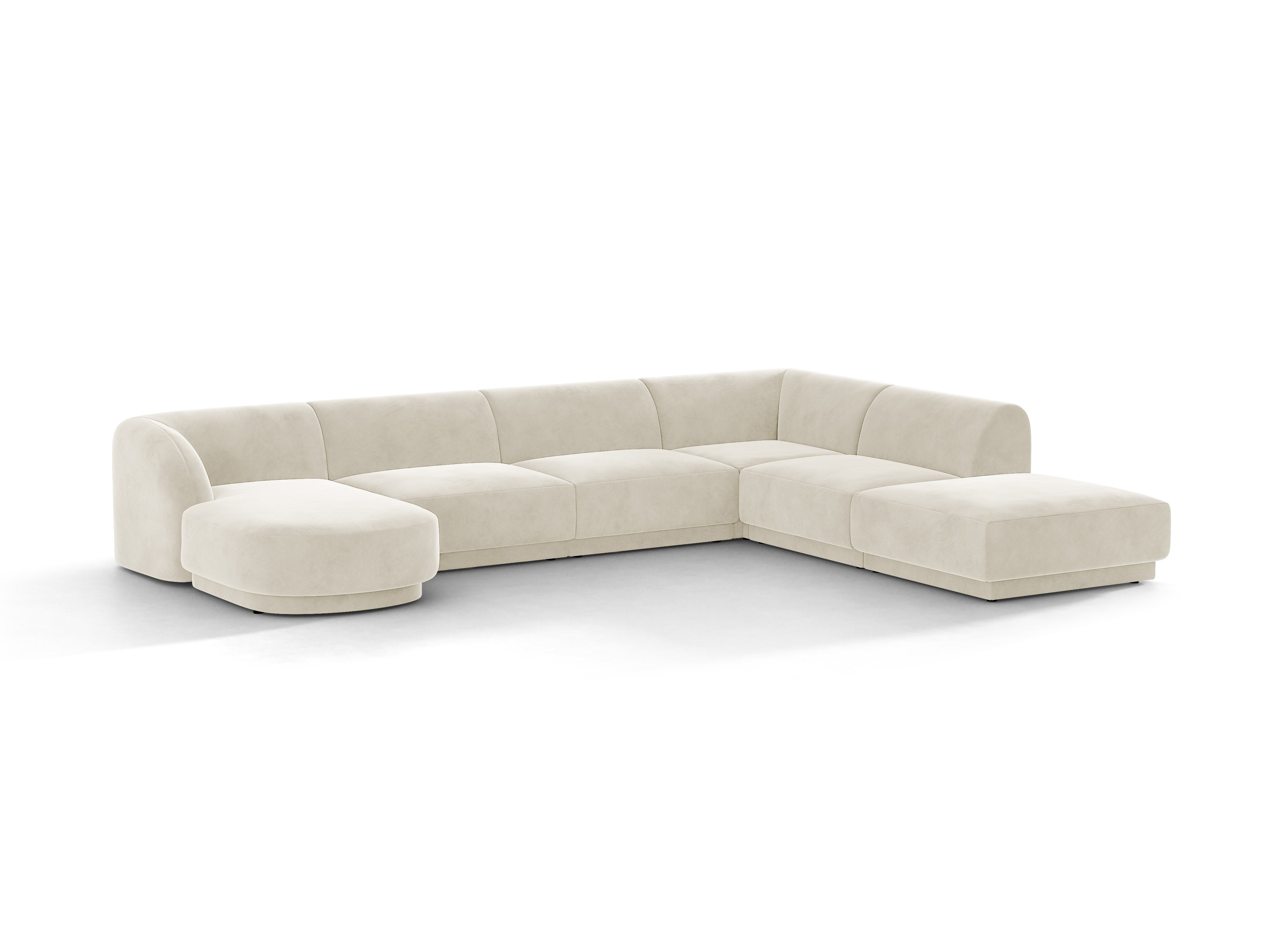 Samt-Ecksofa für 6 Personen in U-Form rechts MILEY beige