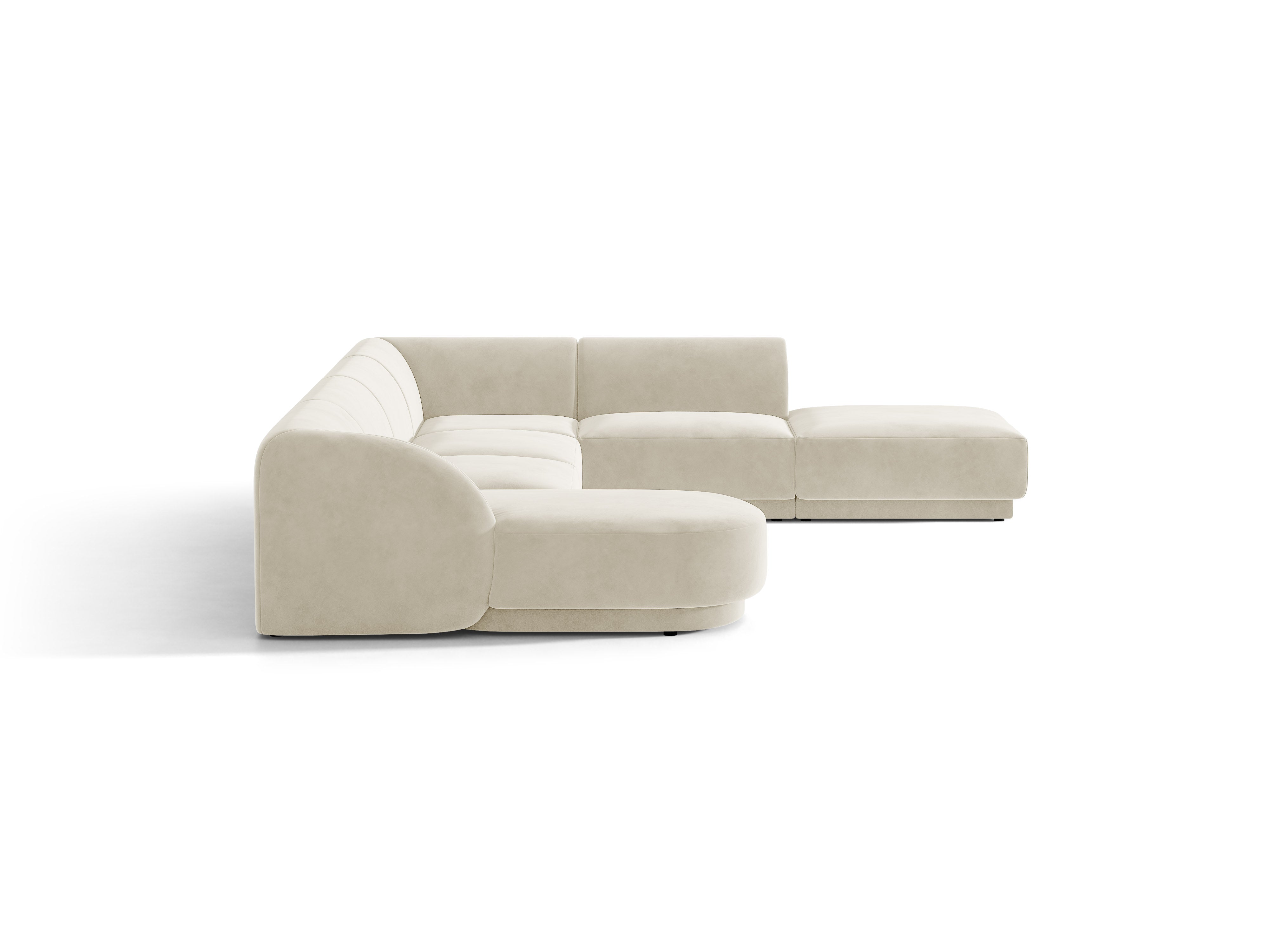 Samt-Ecksofa für 6 Personen in U-Form rechts MILEY beige