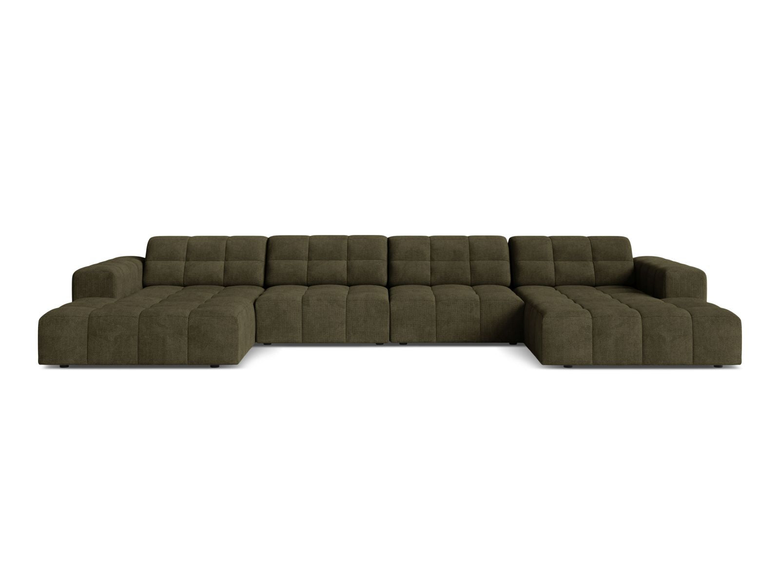 Sofa panoramiczna 6-osobowa JENNIFER oliwkowy szenil – Micadoni