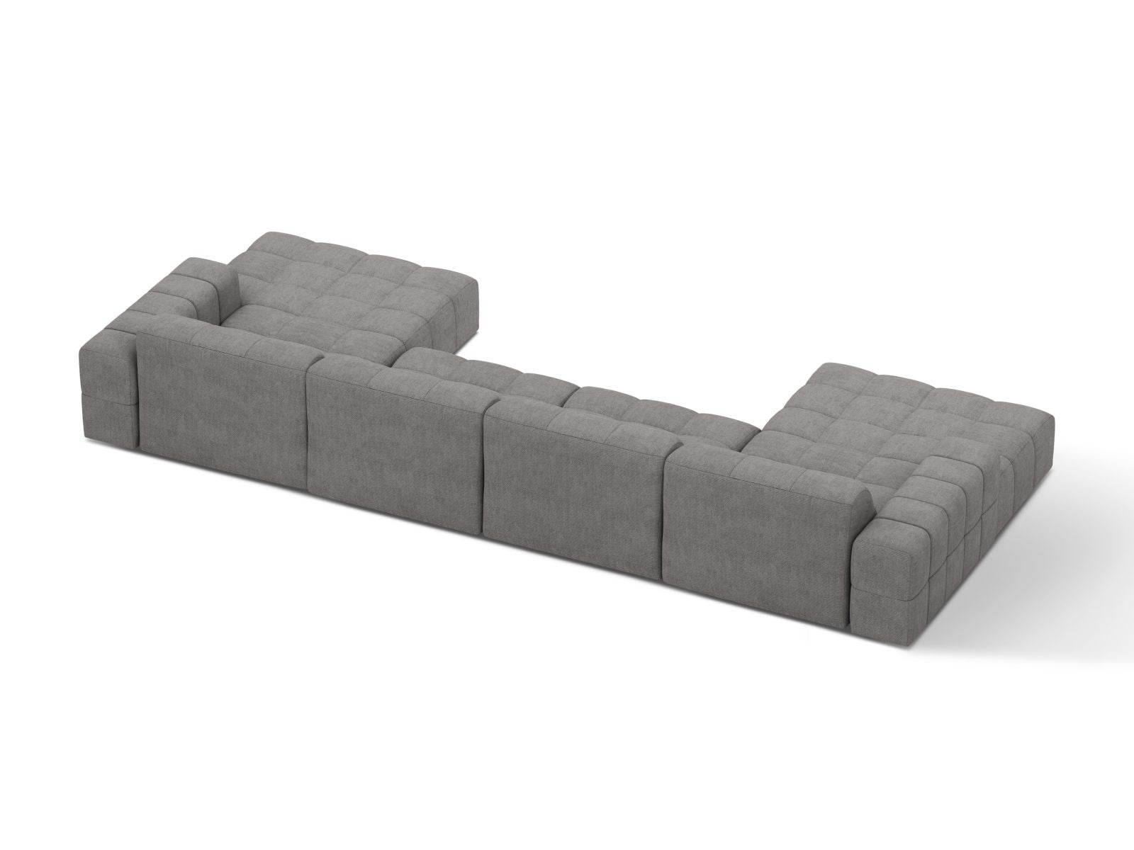 Sofa panoramiczna 6-osobowa JENNIFER jasnoszary szenil – ujęcie tylne